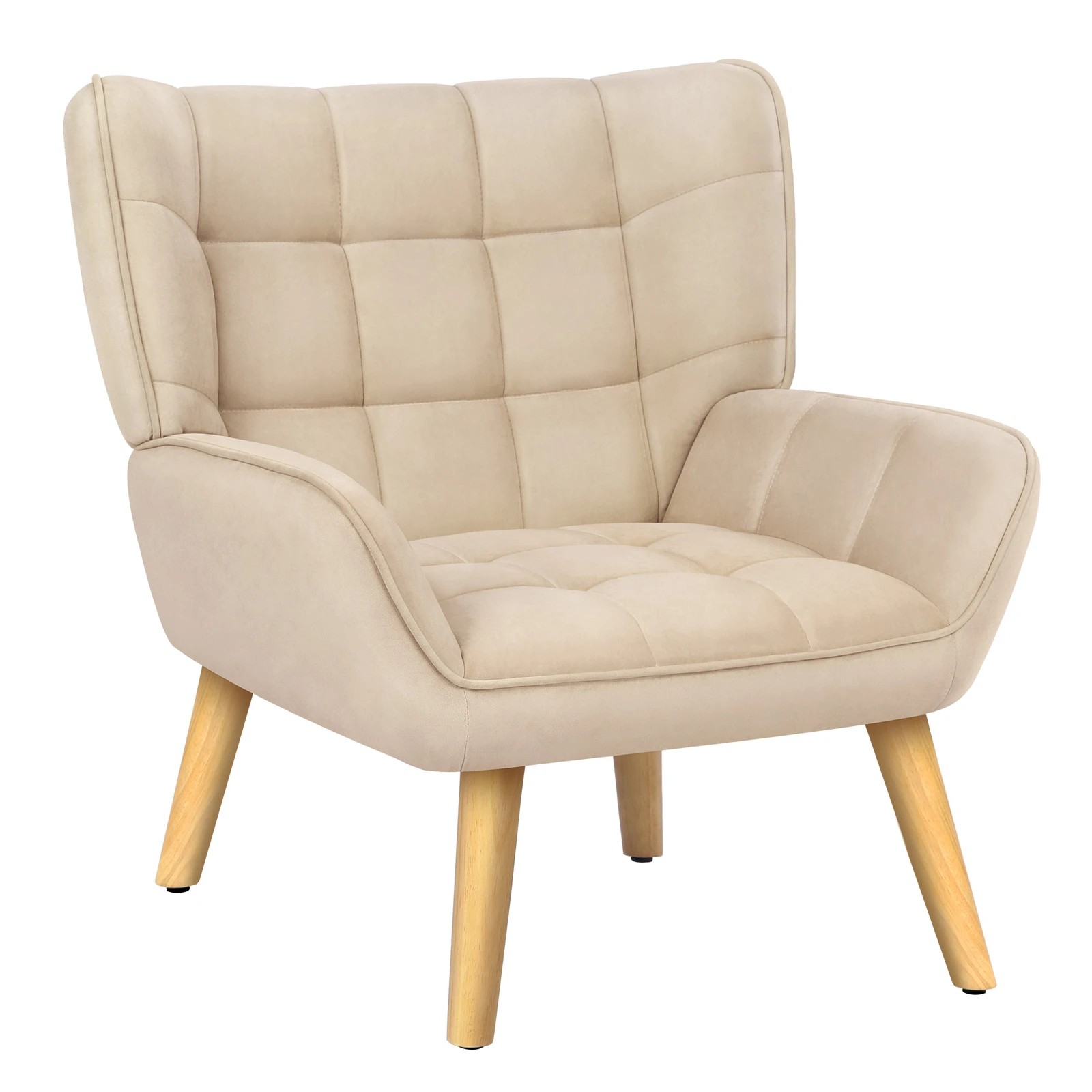1 Alfordson Armchair Accent Chair Upholstered Lounge Sofa Tub Couch Velvet - Beige, 1 of 9