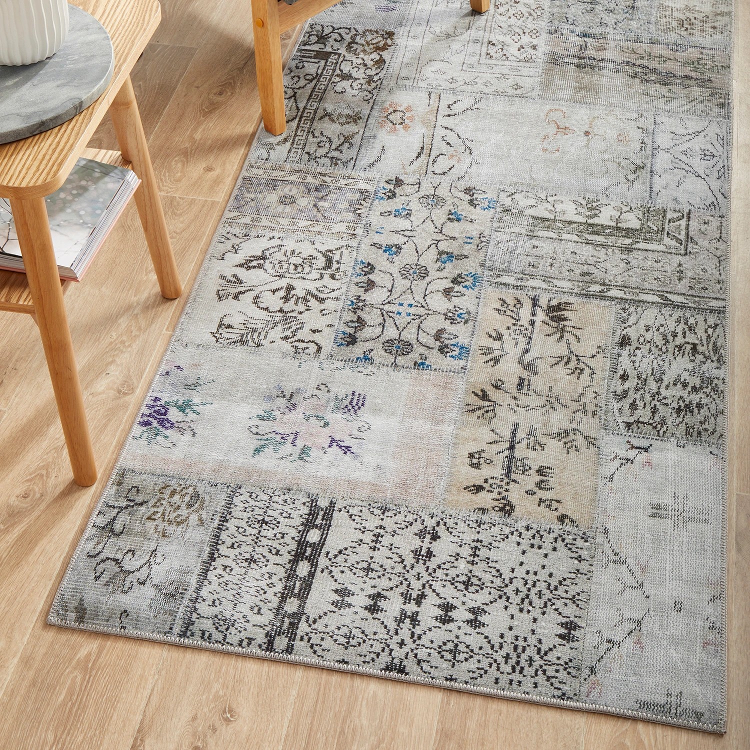 1 Common Ground Rugs Bazaar 189 200x80cm - Small Runner Rug - Grey, 1 of 9