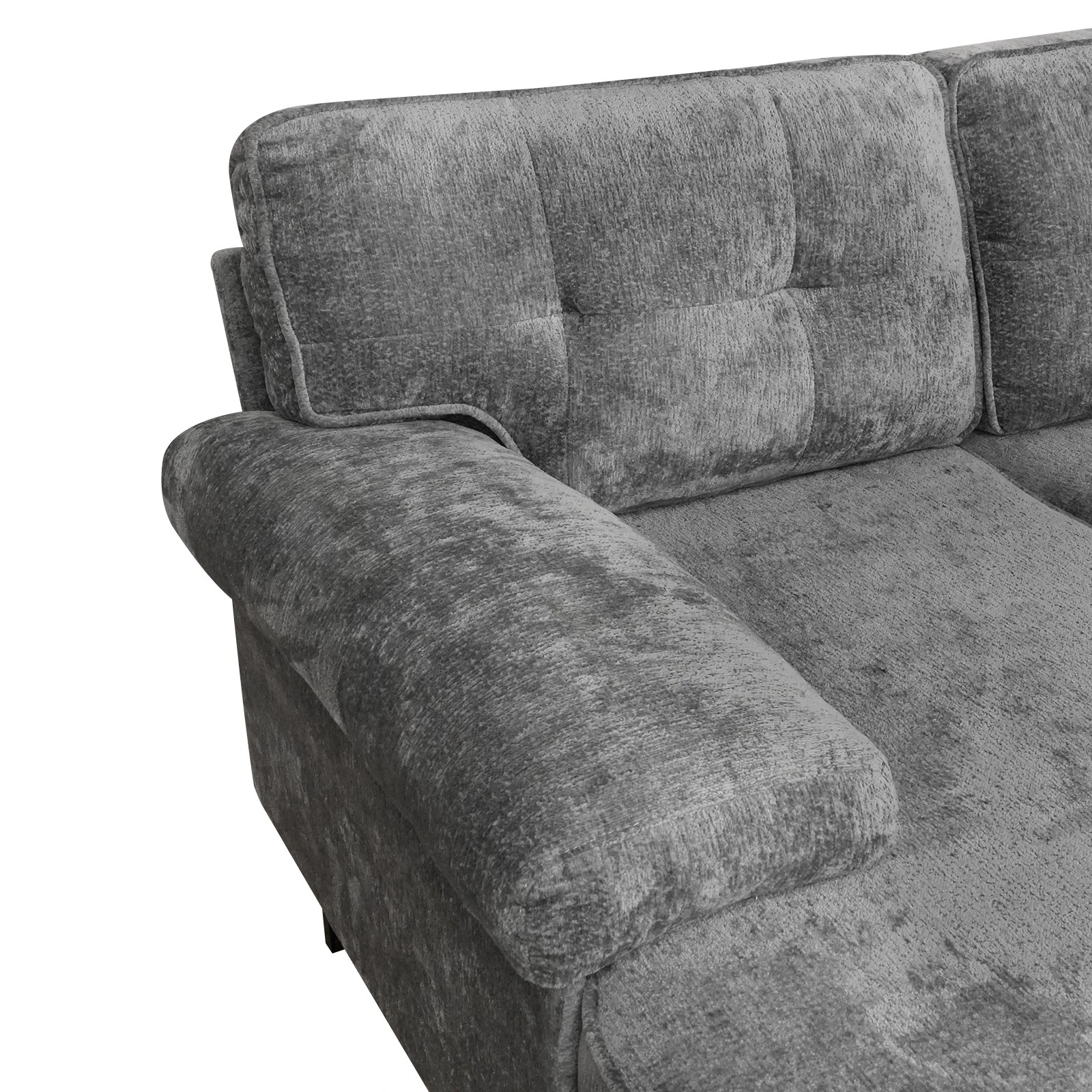 4 Advwin 3 Seater Sofa L-shape Chenille Lounge Couch W/ Reversible Chaise Grey, 4 of 9