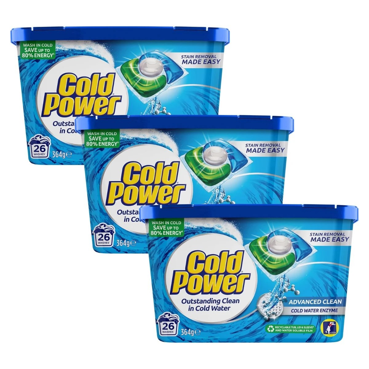 1 COLD POWER PK26 LAUNDRY CAPSULES ADVANCEDx3, 1 of 1