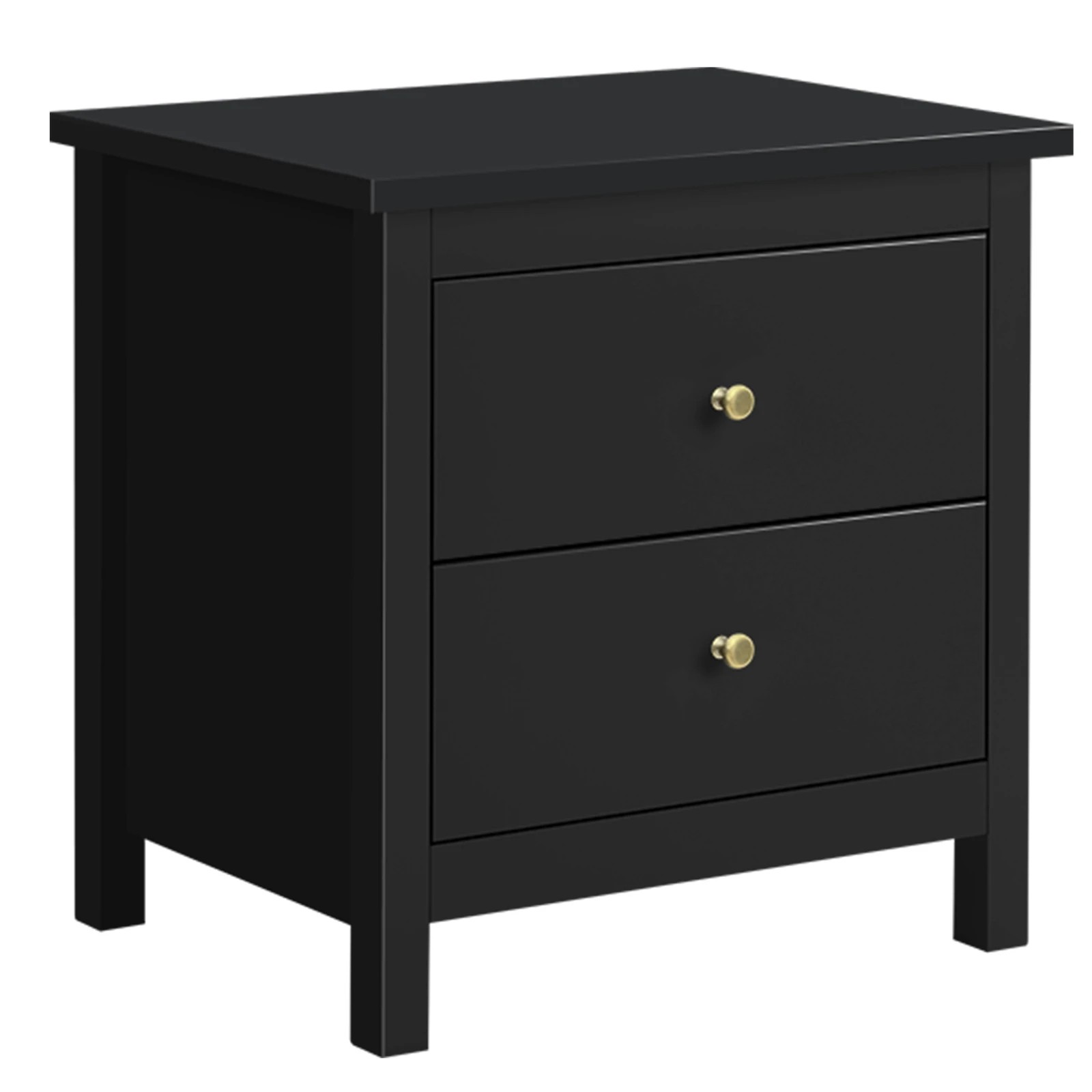 3 Alfordson 2x Bedside Table Hamptons Nightstand Storage Side End 2 Drawers - Black, 3 of 6