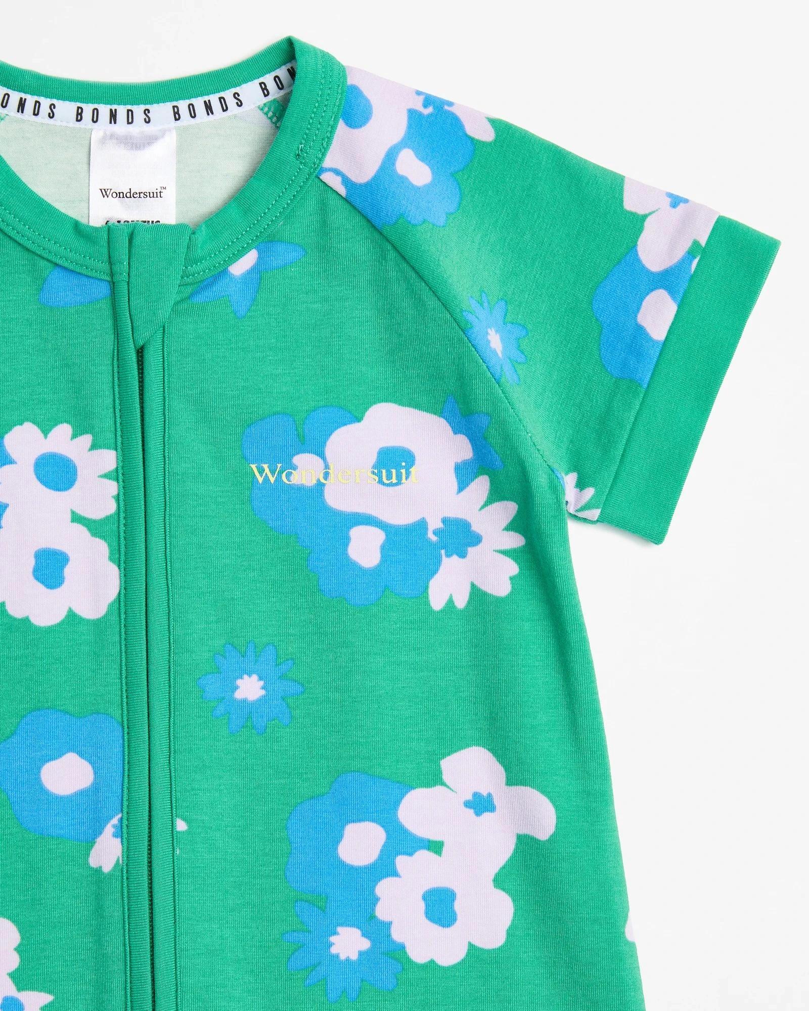 3 Bonds Baby Zippy Wondersuit Romper GREEN GARDEN CLUB, 3 of 5
