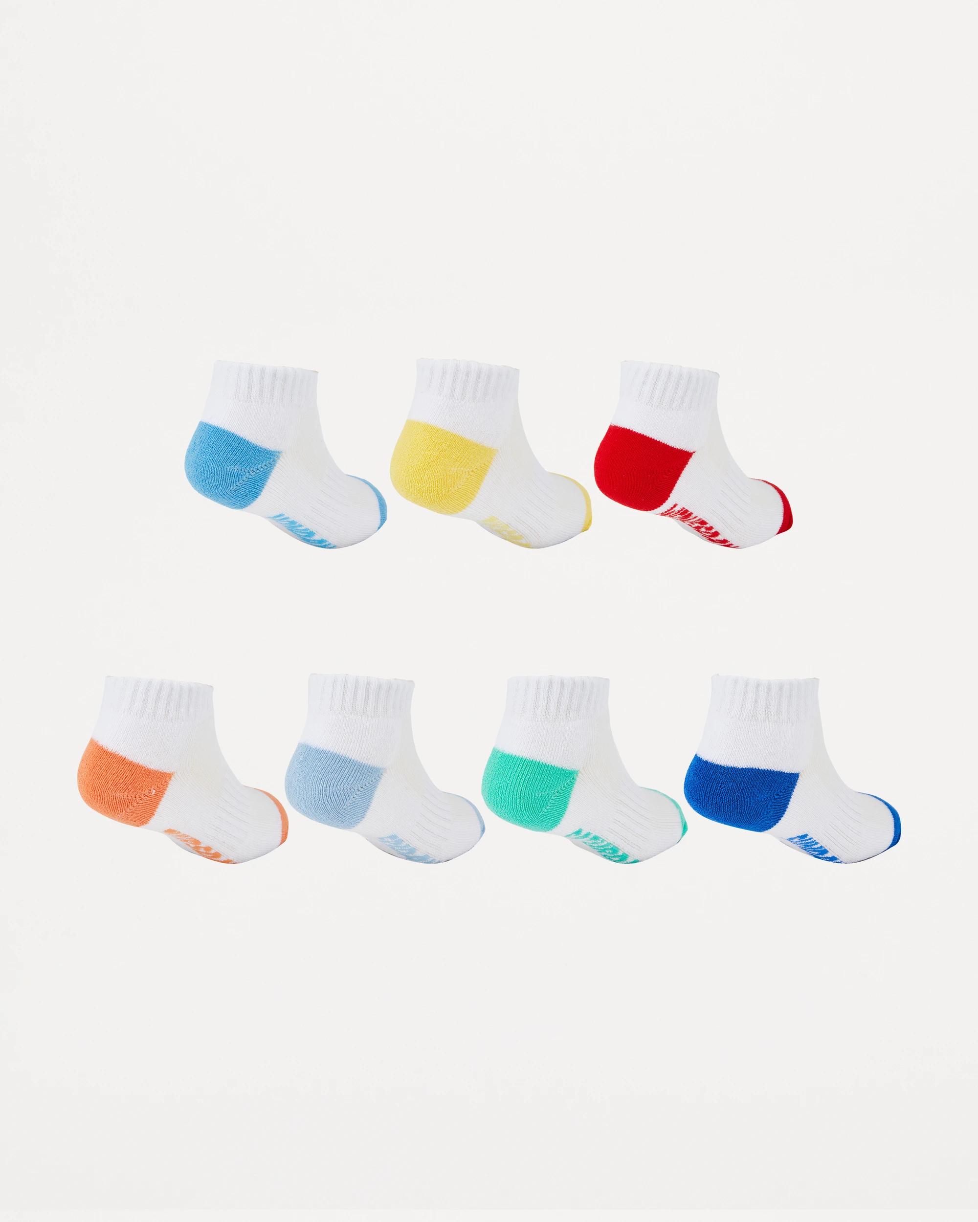 2 7 Pack Active Kids Days of the Week Low Cut Socks Wht Strp, 2 of 3