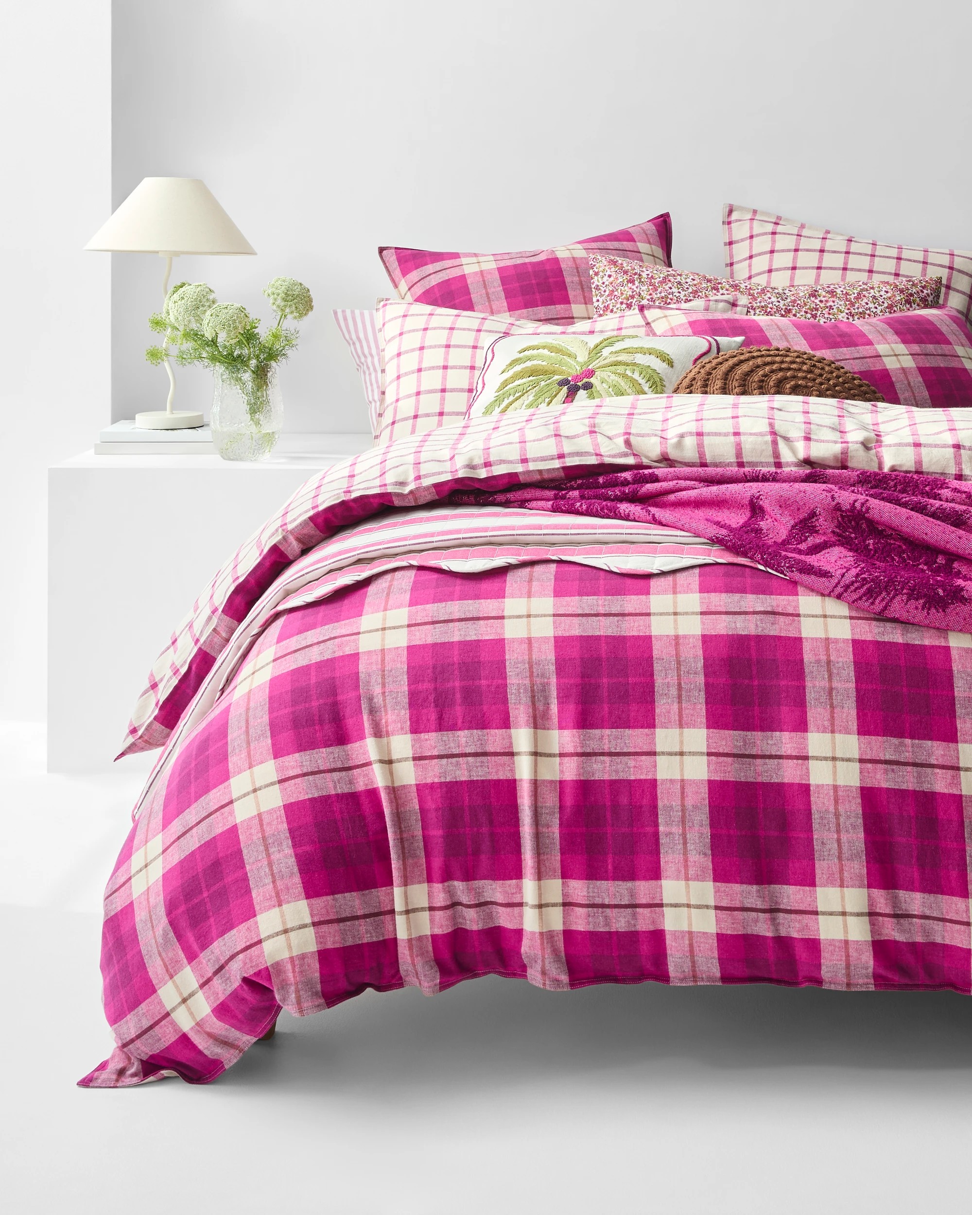 1 Target Aster Check Linen/Coton Quilt Cover Set - Queen Bed - Pink, 1 of 10