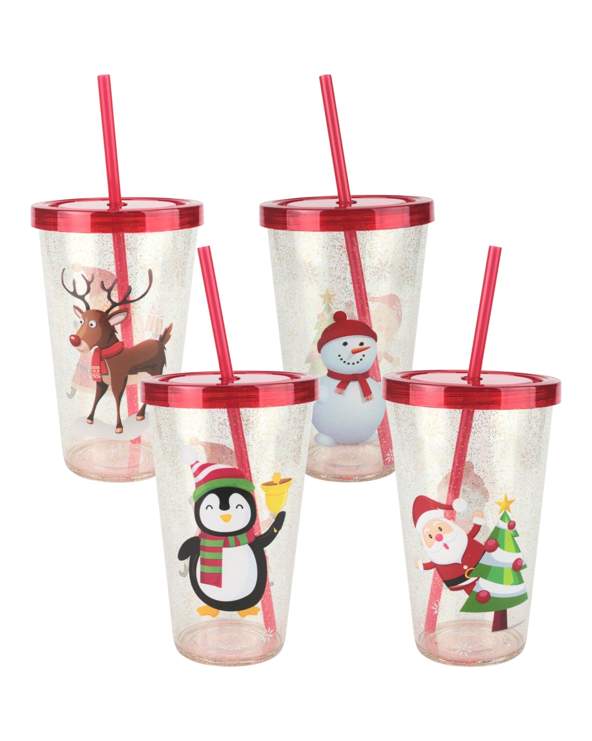 1 Festive Magic Christmas Novelty Tumbler Cup With Straw Assorted, 1 of 5