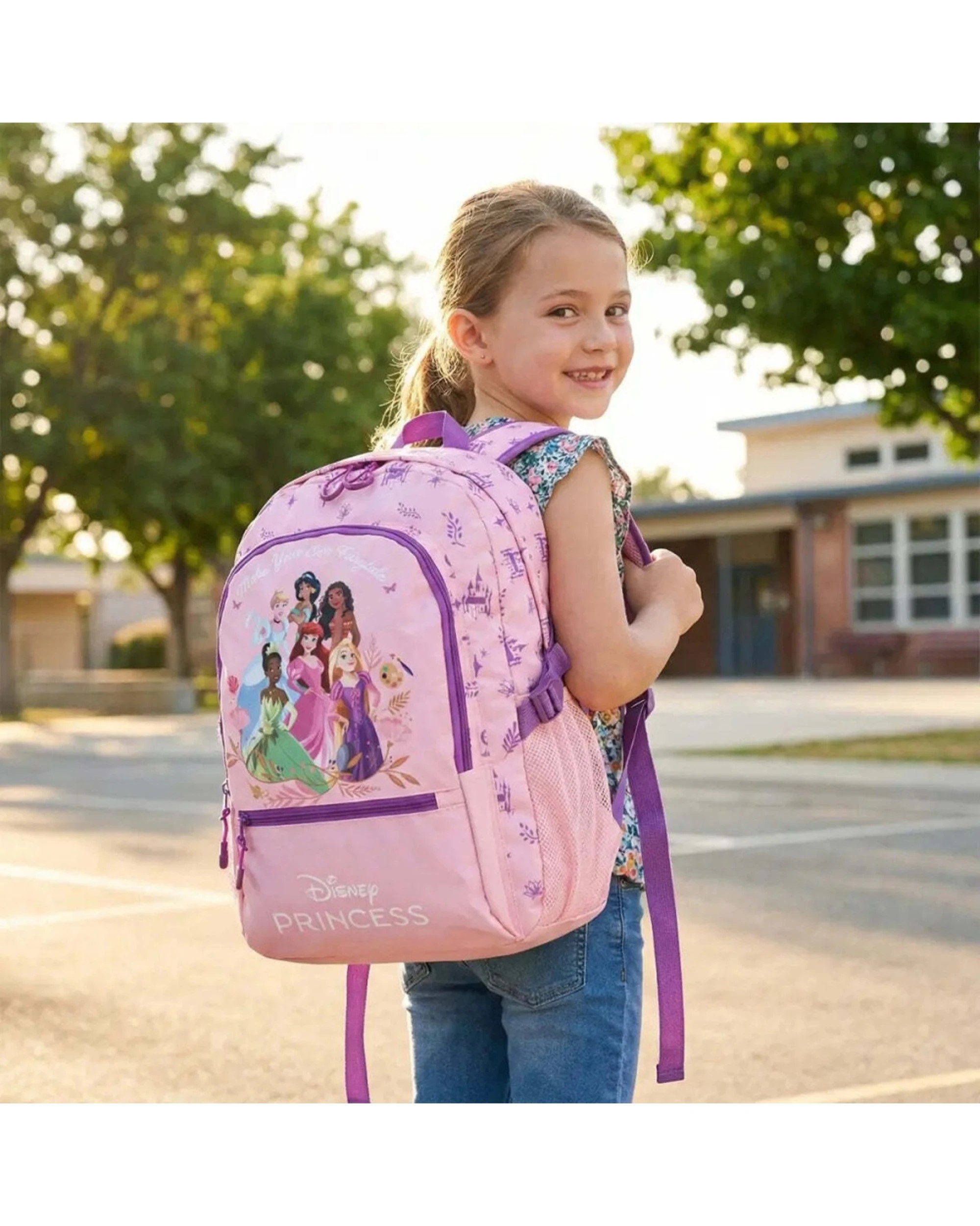 4 Disney Princess Kids Backpack School Bag 44cm Adjustable Straps Top Handle - Multi, 4 of 4