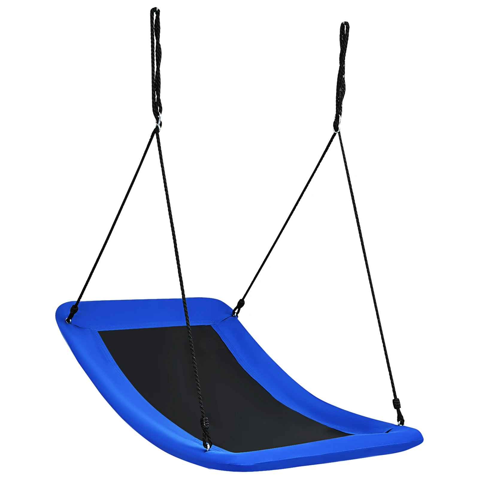 1 Costway Rectangle Tree Swing Flying Hammock Chair Adjustable Outdoor Garden Yard - Blue, 1 of 2