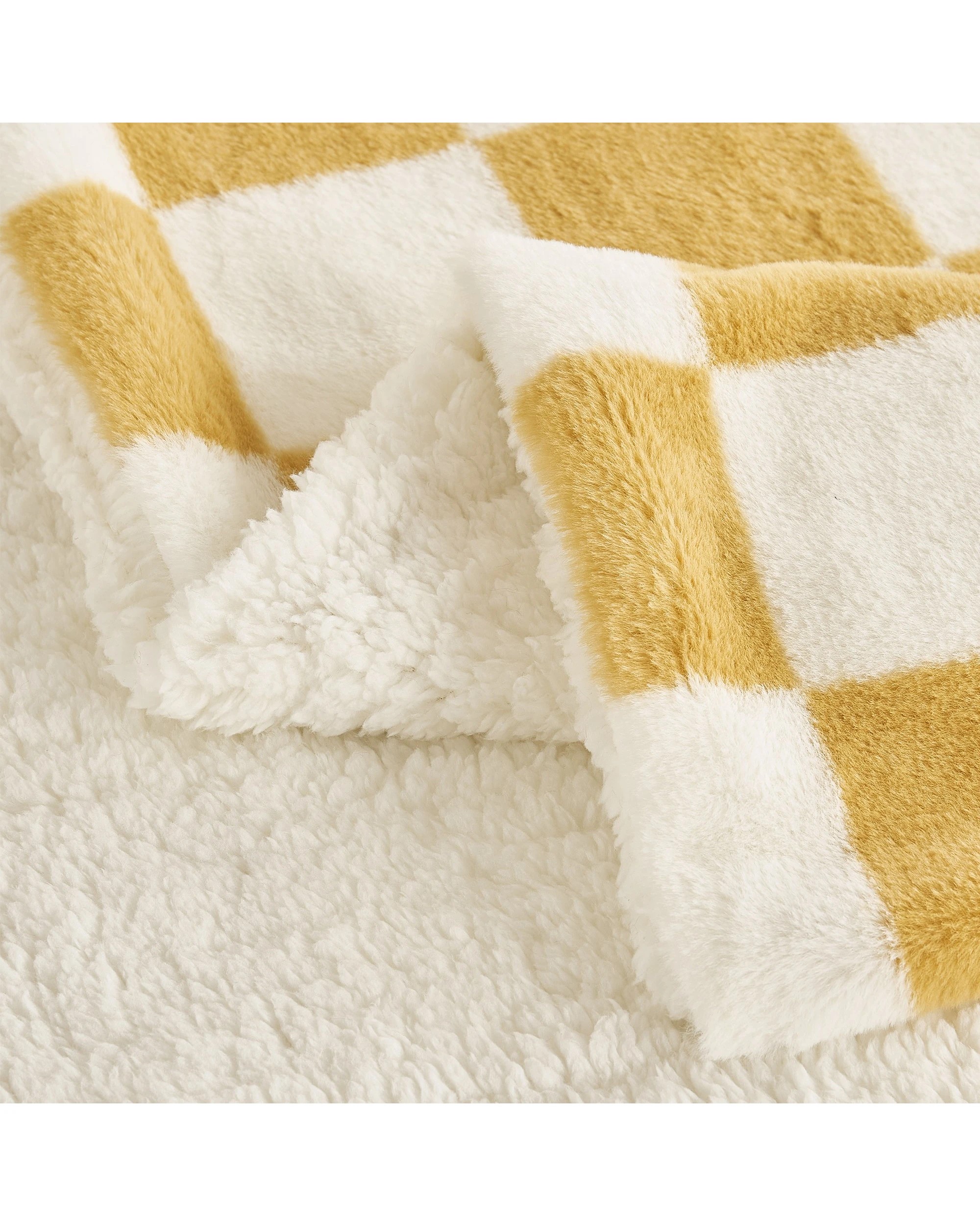 3 Dreamaker Checkered Plush Throw Blanket 180x200cm - Chai and Cream, 3 of 5