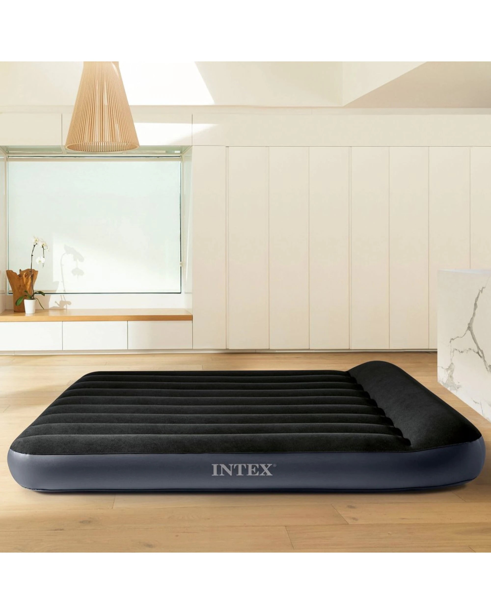 4 Intex Dura Beam Classic Inflatable Queen Airbed Mattress with Pillow Rest - Black, 4 of 10