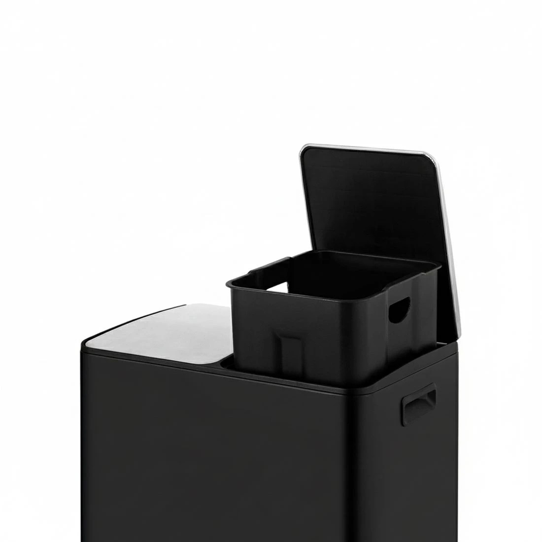 2 Cefito Pedal Bins Rubbish Bin Dual Compartment Waste Recycle Dustbins 60L - Black, 2 of 4