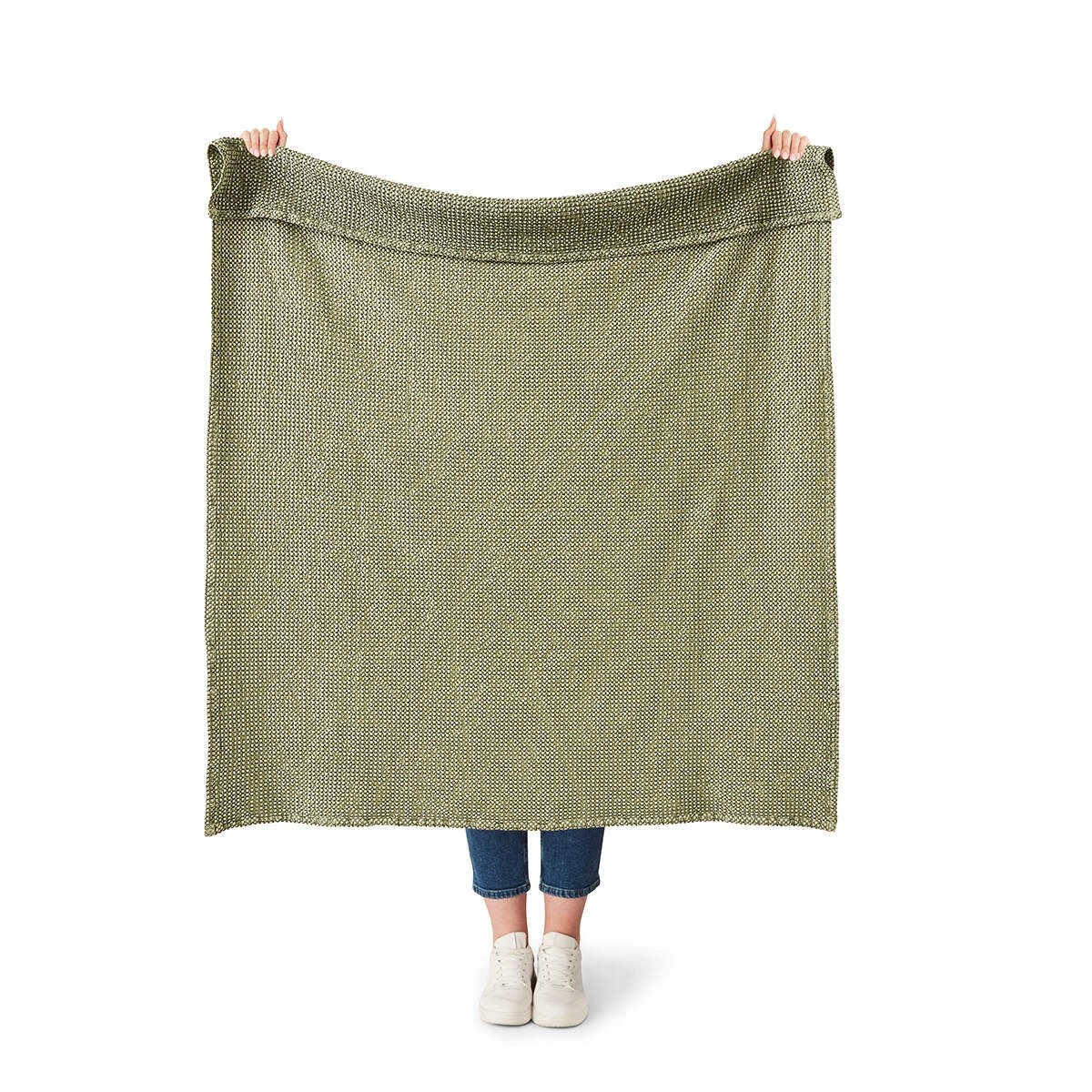 2 Stonewashed Cotton Waffle Throw - Fern, 2 of 7