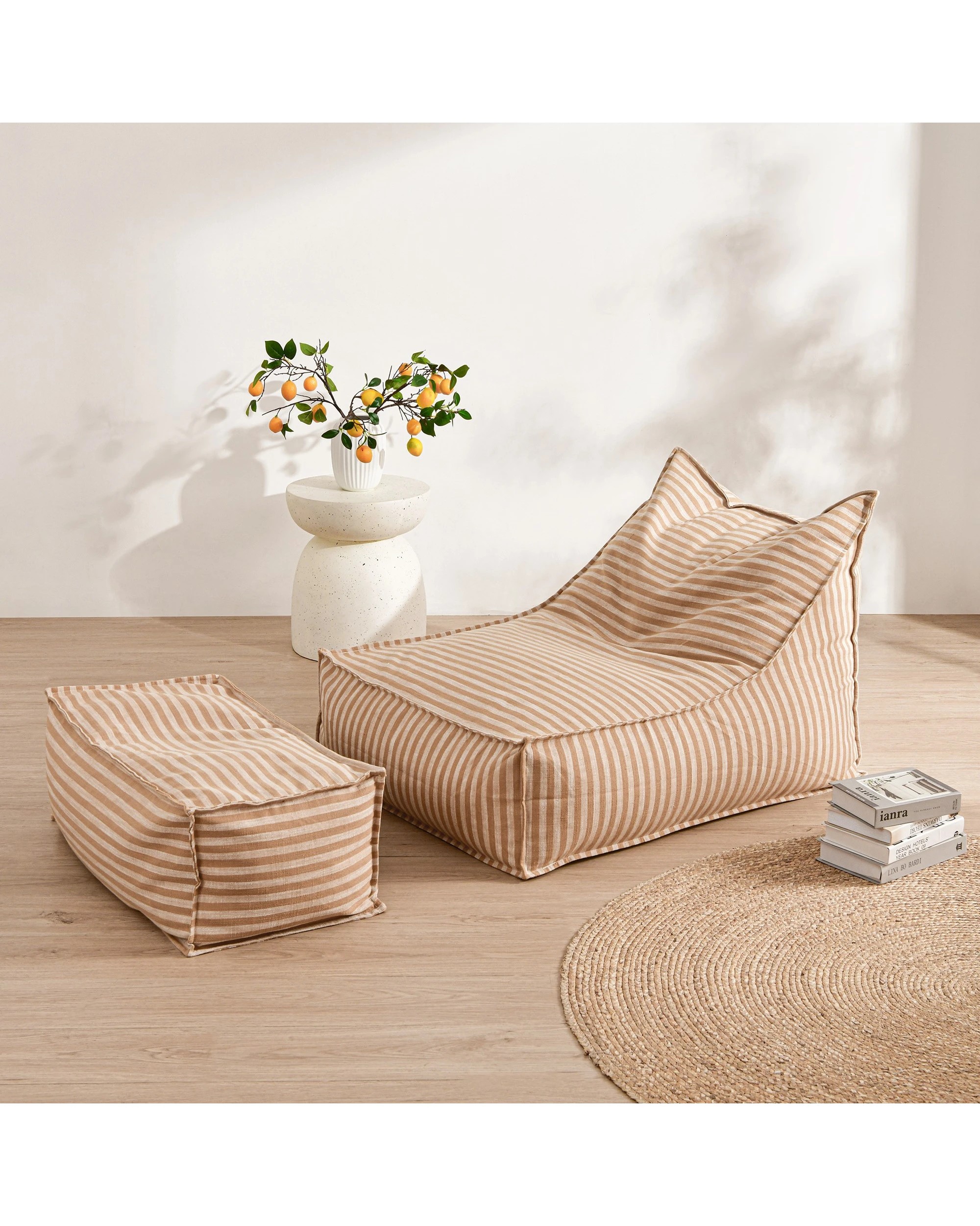 6 Cadence & Co. Oscar Faux Linen One Seater Bean Bag Lounge Cover - Natural, 6 of 6