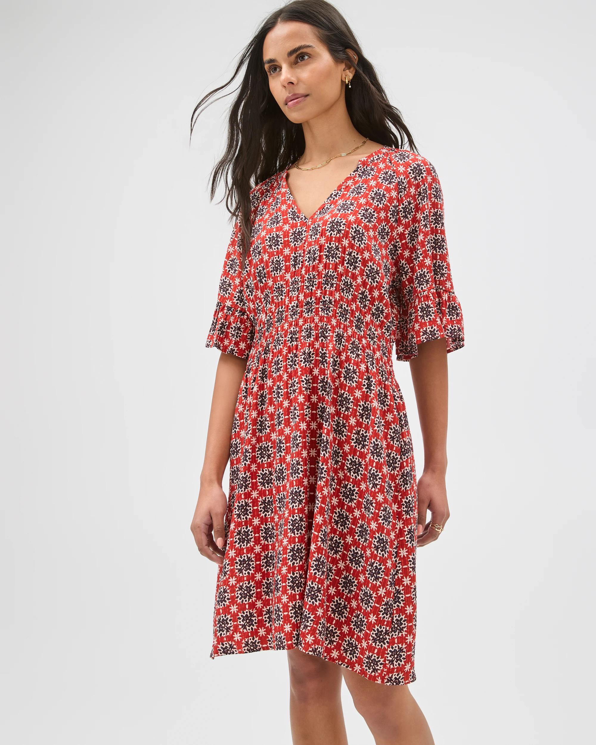 2 Target Woman Short Sleeve Frill Detail Mini Dress MULTI MOSAIC PRINT, 2 of 6