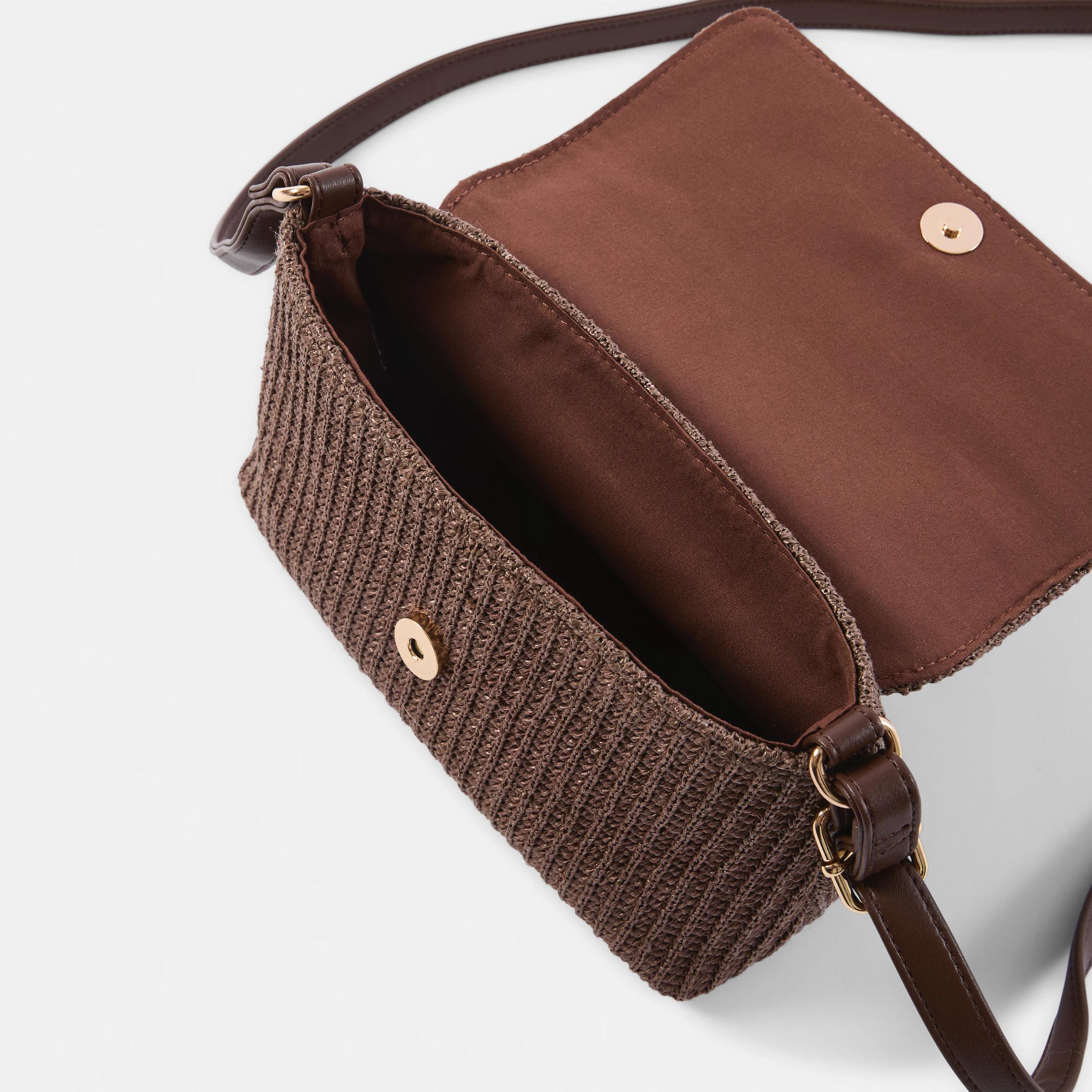 5 Straw Crossbody Bag Brown, 5 of 7