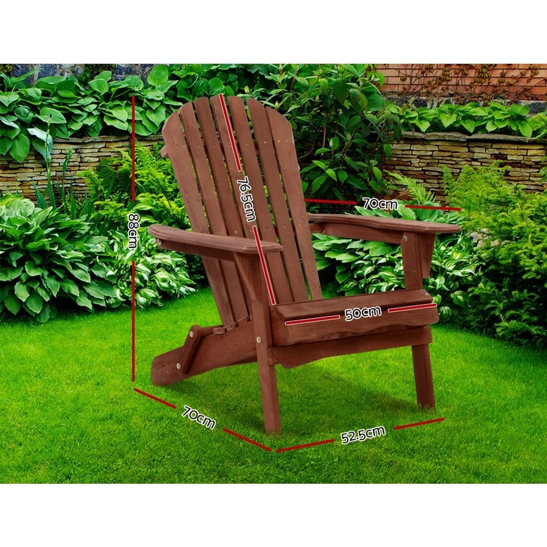 2 Gardeon Adirondack Outdoor Chairs - Brown, 2 of 6
