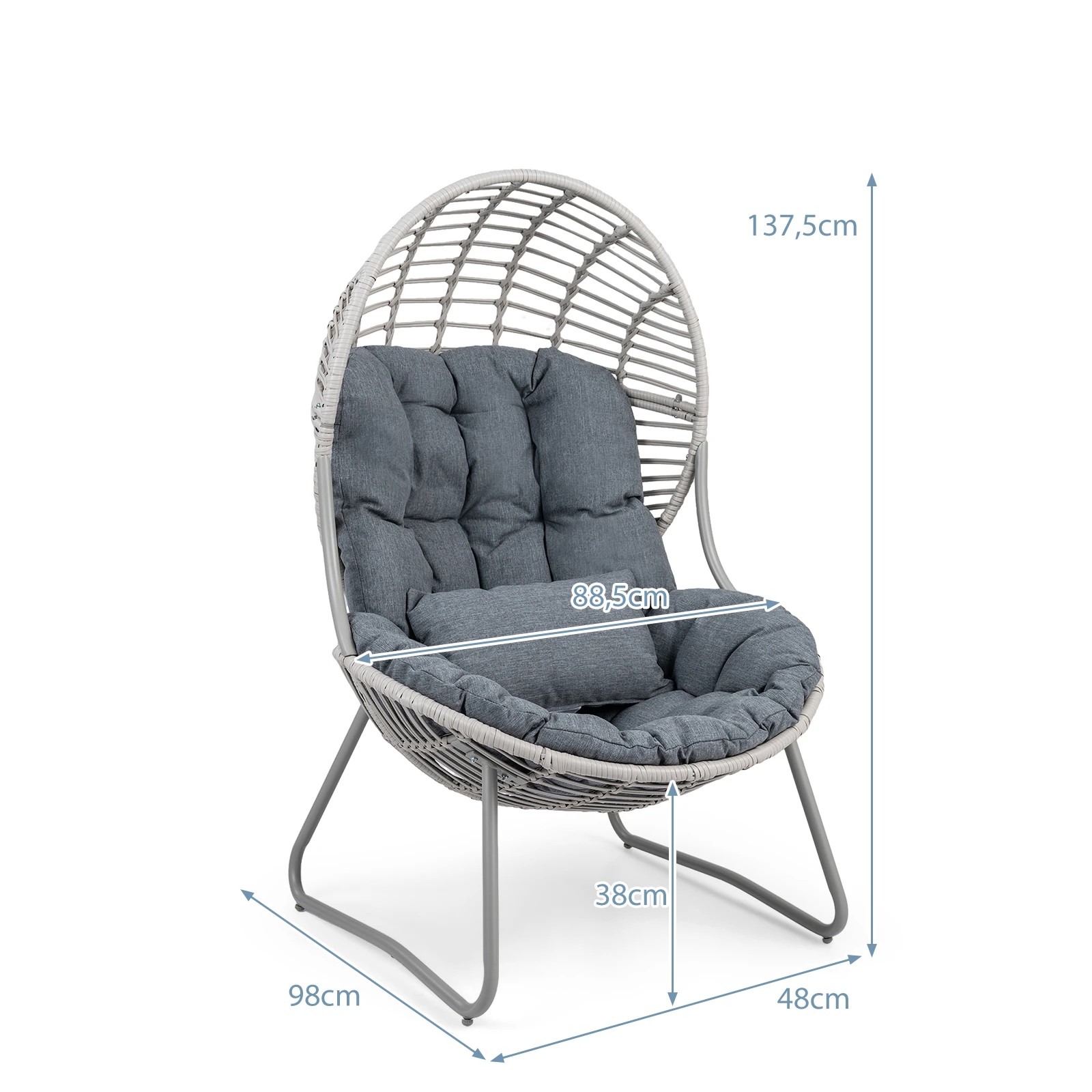 2 Costway PE Wicker Egg Chair w/Removable Seat & Back Cushion In/Outdoor Lounge Chair, 2 of 7