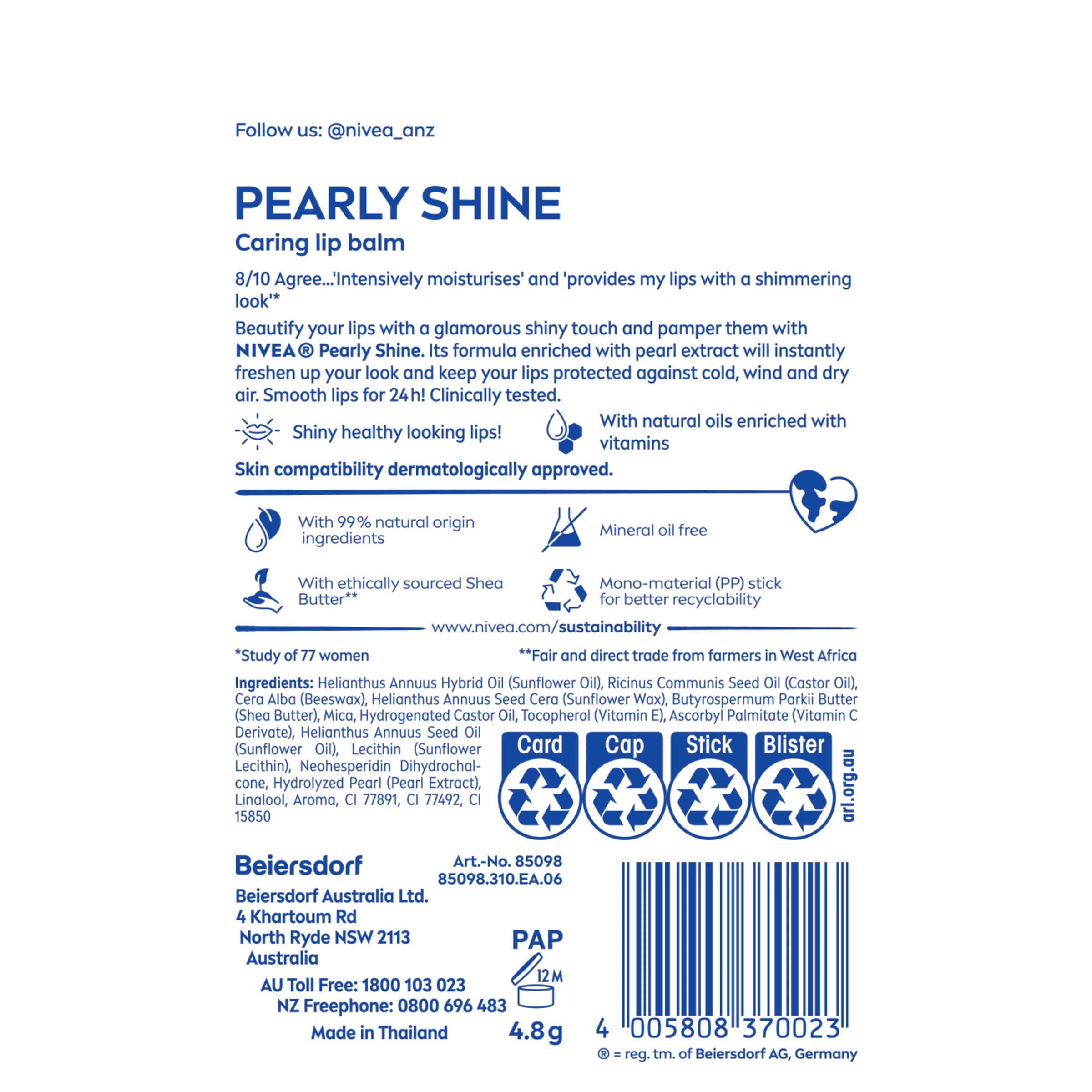 2 Pearly Shine Nivea Lip Balm 4.8g, 2 of 8
