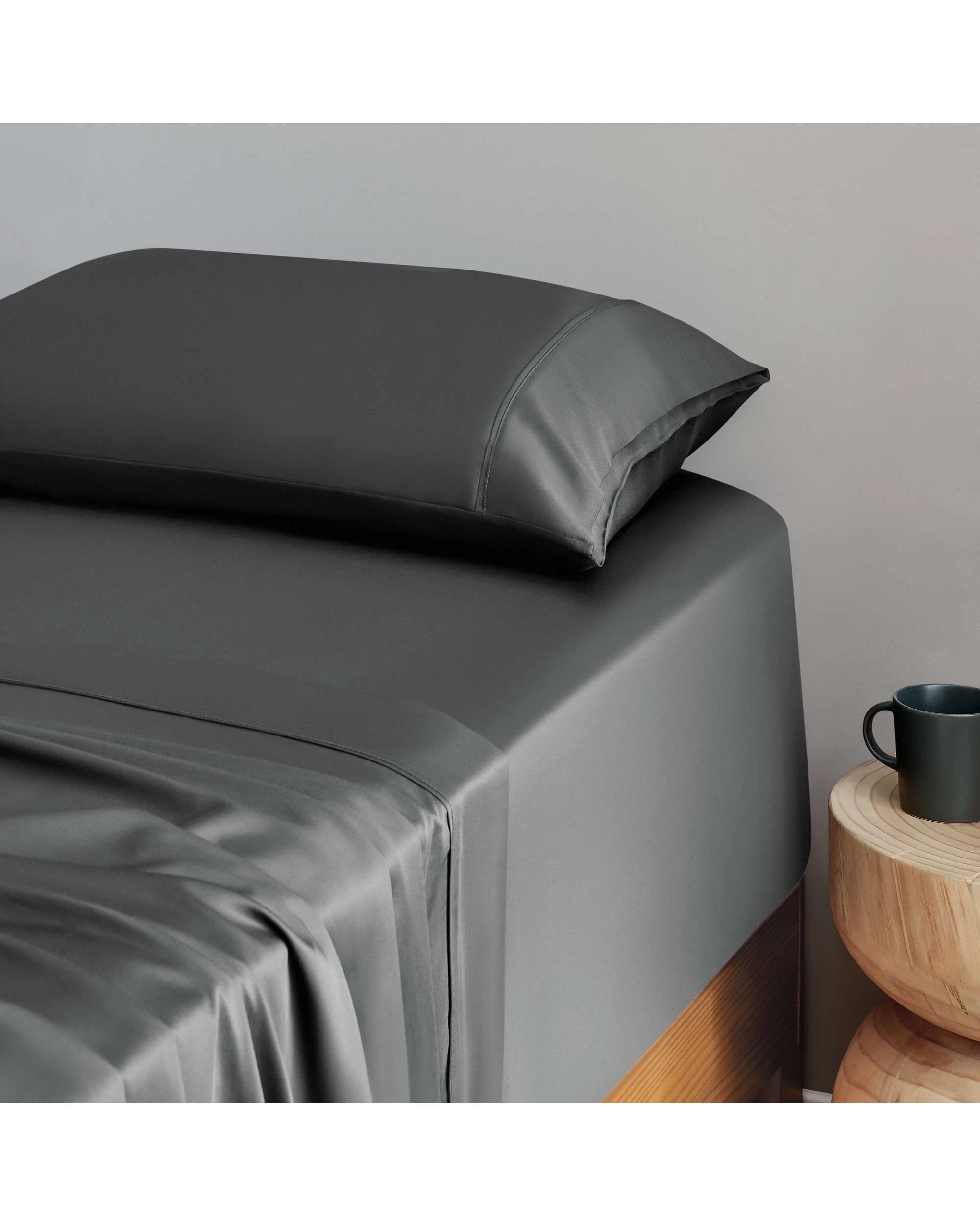 3 Natural Home 400TC 100% Bamboo Sateen Sheet Set - King Single Bed - Charcoal, 3 of 6