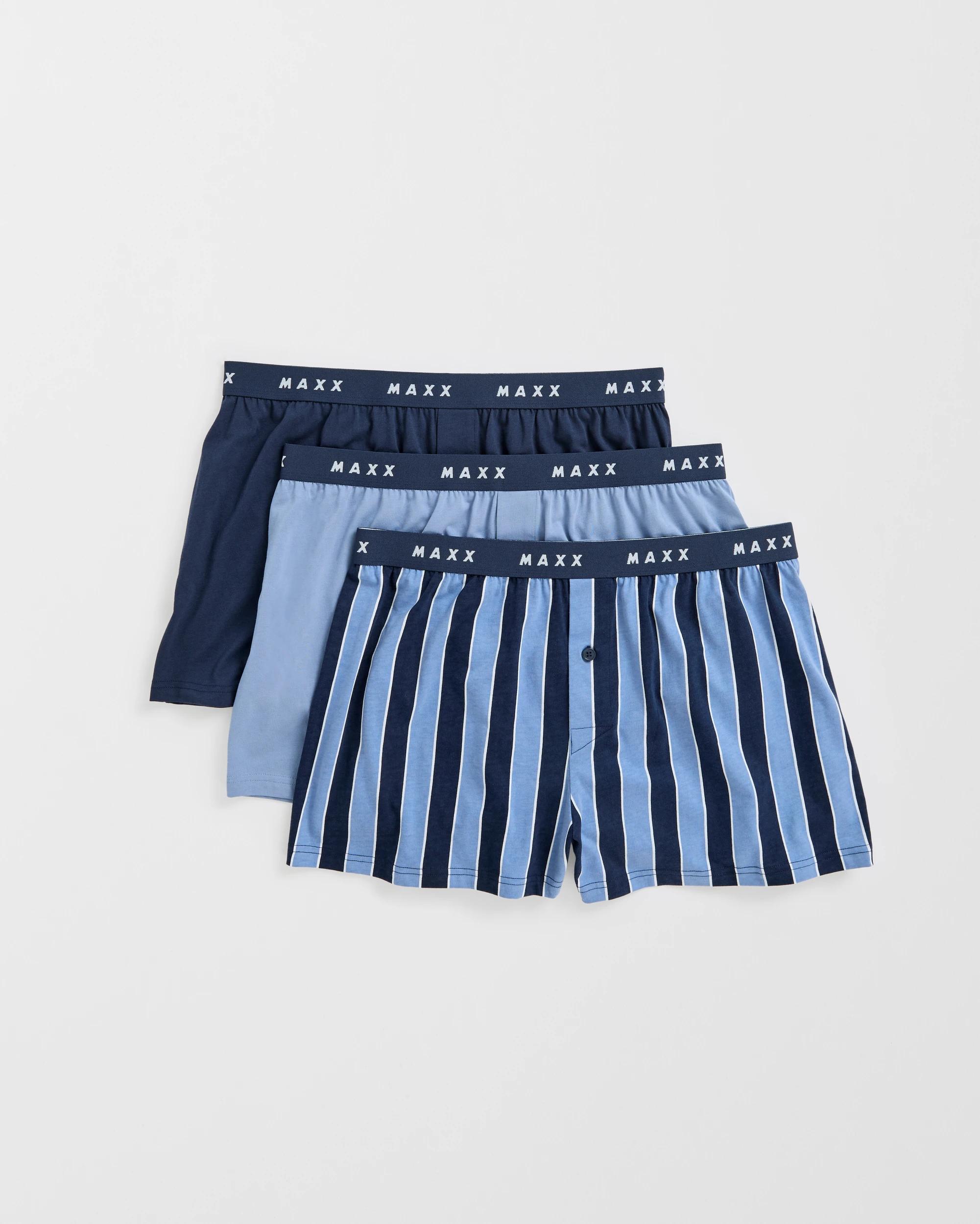 1 Maxx Australian Cotton 3 Pack Knit Boxers STRIPE, 1 of 4