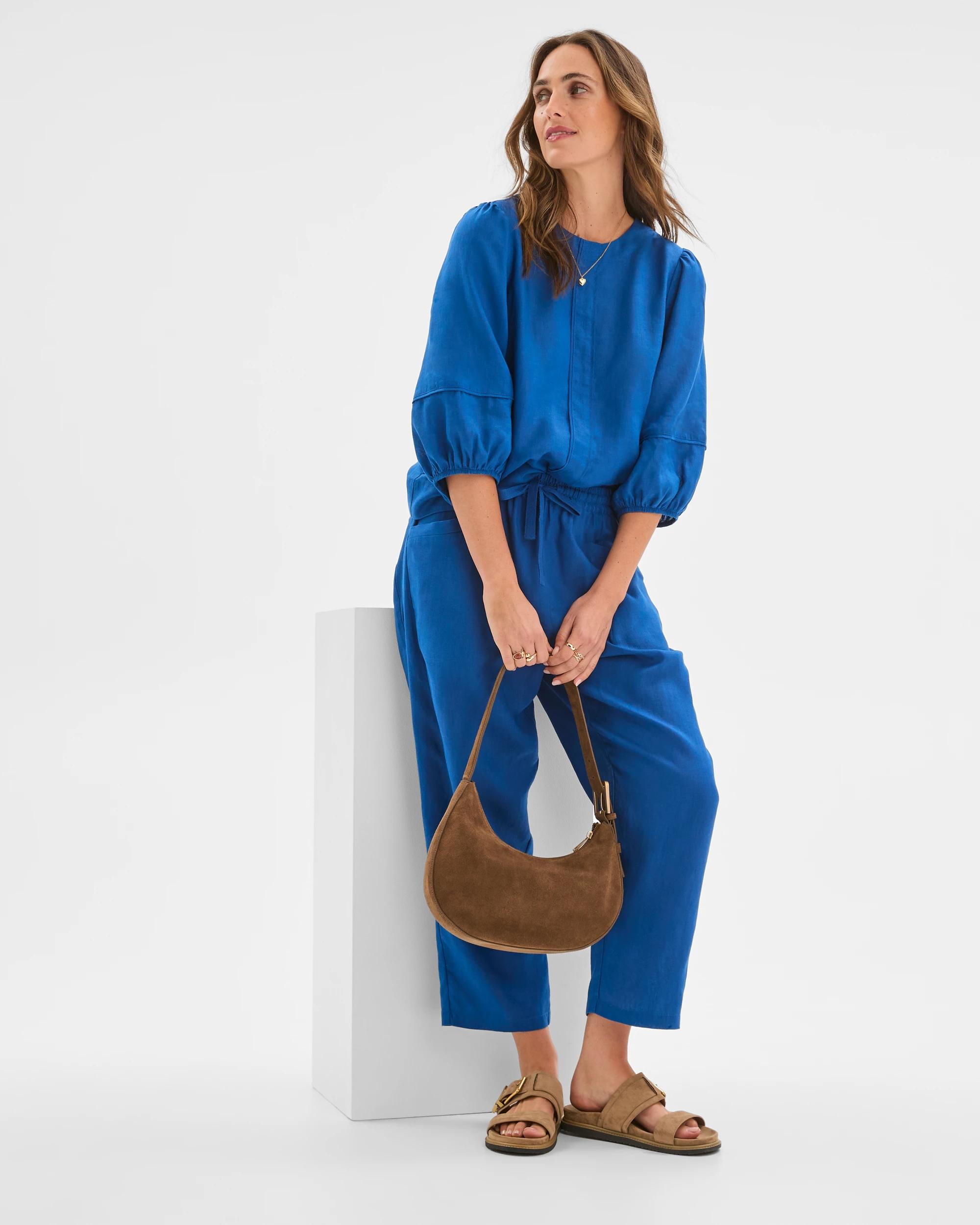 1 Target Woman European Linen Tapered Pants DEEP OCEAN, 1 of 5