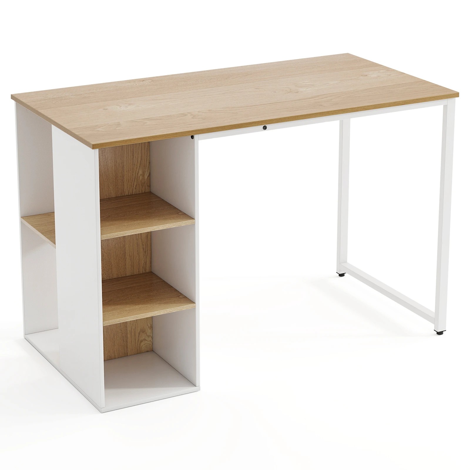 1 Costway 115cm Computer Desk Modern Home Office Writing Table w/Storage Shelf, 1 of 3