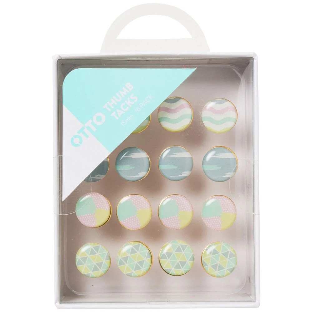 1 Otto Thumb Tacks 15mm 16 Pack Pastel, 1 of 1