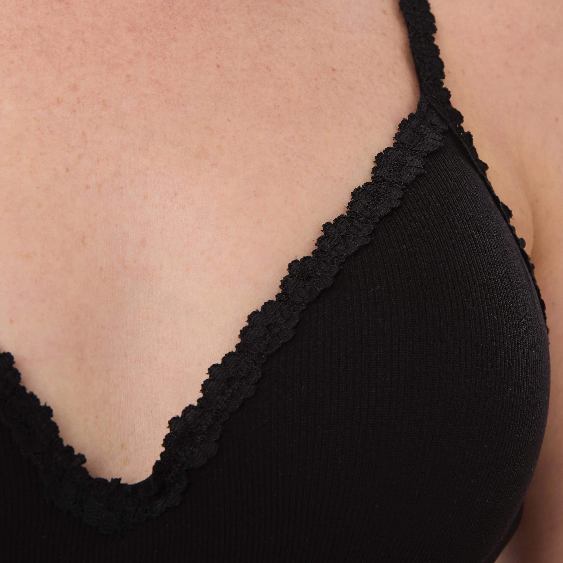 5 Wirefree Seamfree Lace Trim Push Up Bra BLACK, 5 of 5