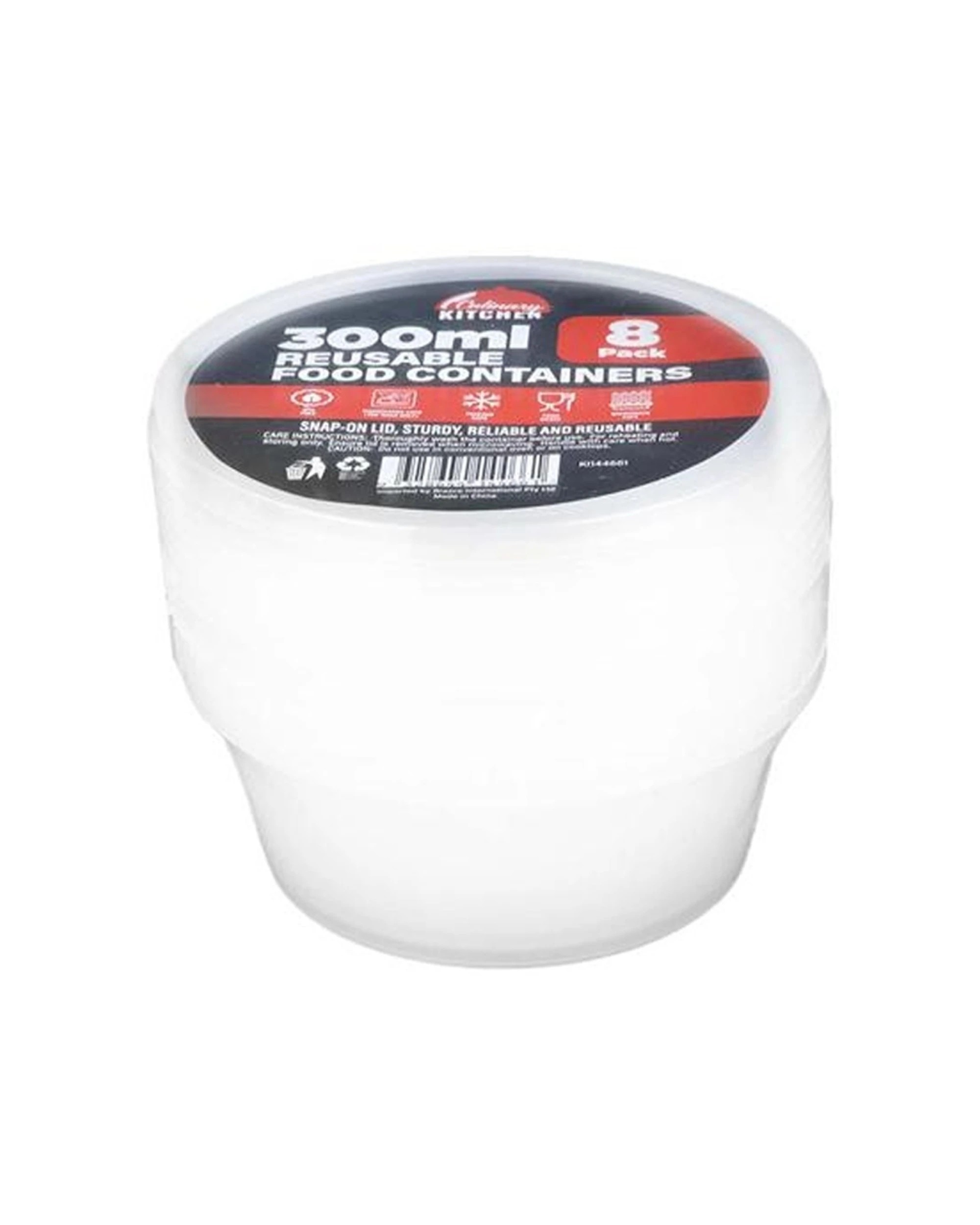 2 Brazco 12x 8pc Reusable Round Food Storage Containers With Lids 300ml - Clear, 2 of 2