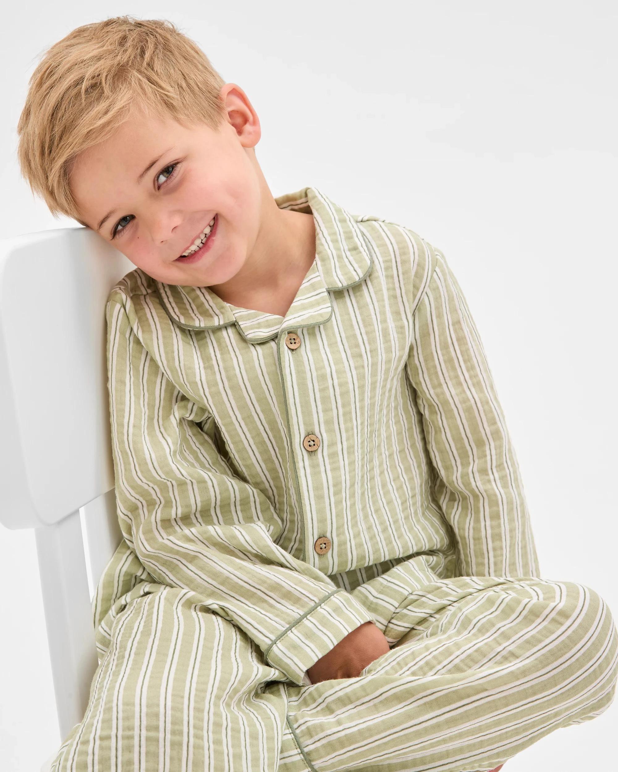 1 Target Kids Australian Cotton Younger Boys Double Cloth Woven Pyjama Set STRIPE, 1 of 8