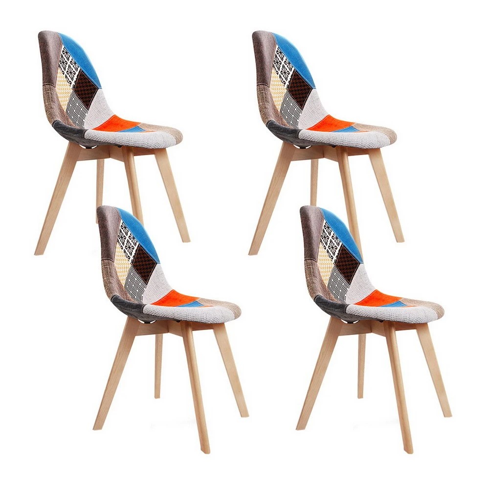 1 Artiss Dining Chairs Set of 4 Fabric Retro Replica DSW - Multi, 1 of 6