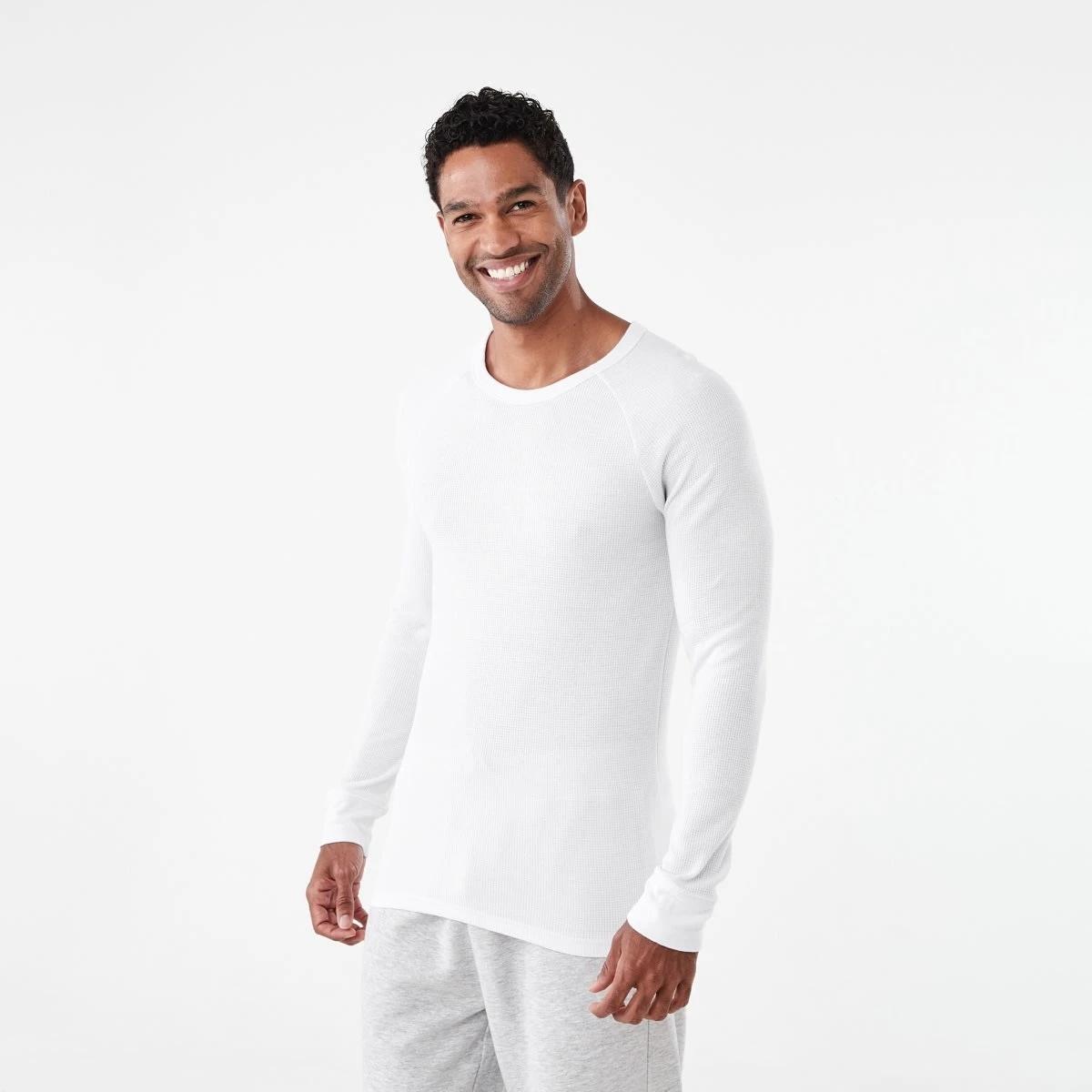 2 Long Sleeve Mini Waffle Thermal Top White, 2 of 5