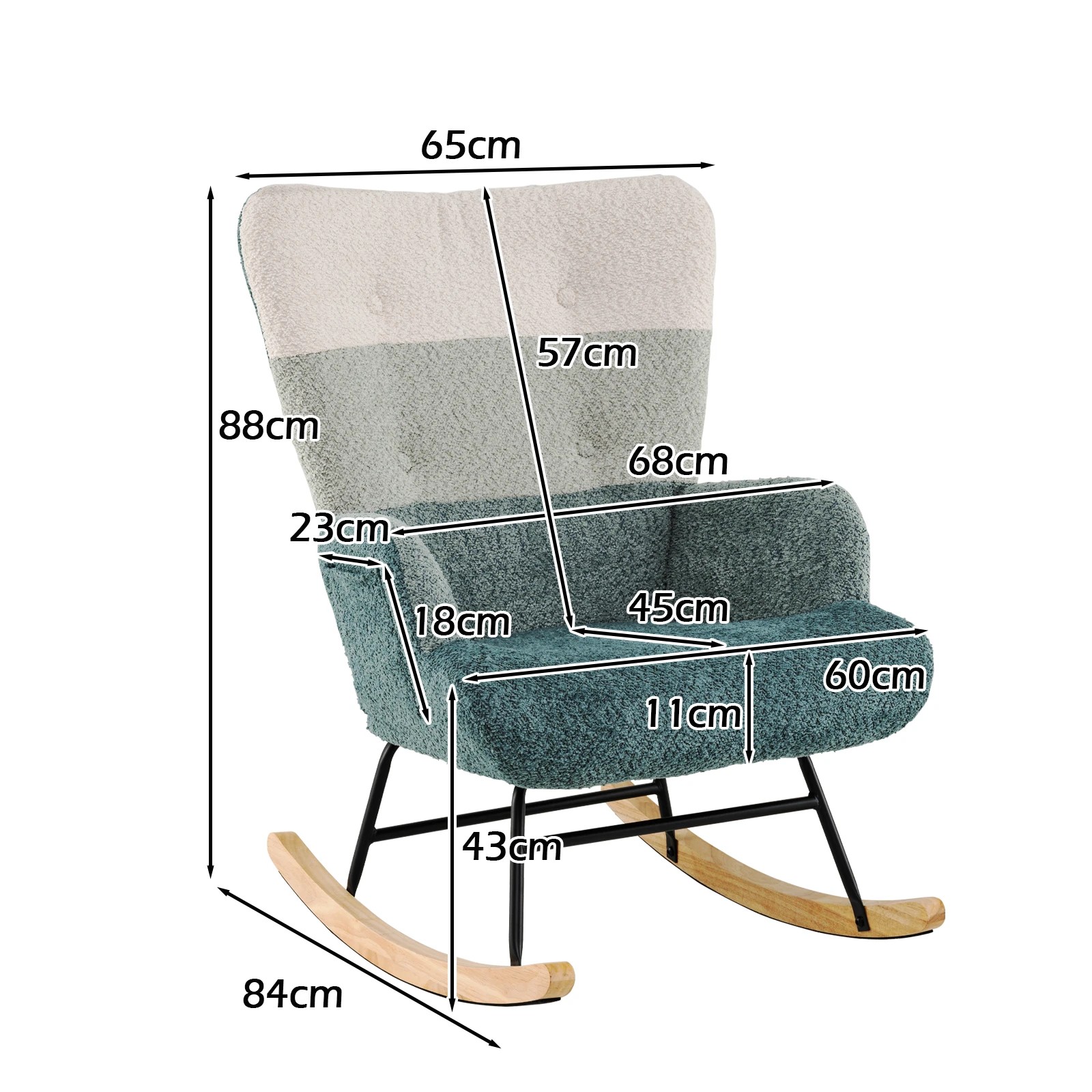 6 Costway Nursery Rocking Chair Upholstered Rocker w/Side Pocket Accent Lounge Chair, 6 of 6