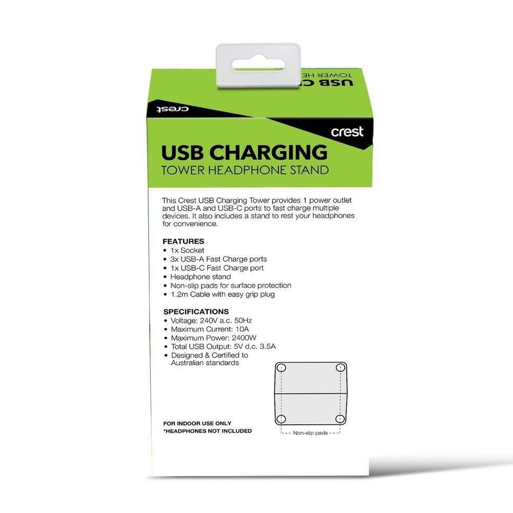 6 Crest 4-Port USB/Outlet Charging Station + Headphone Stand, 6 of 6