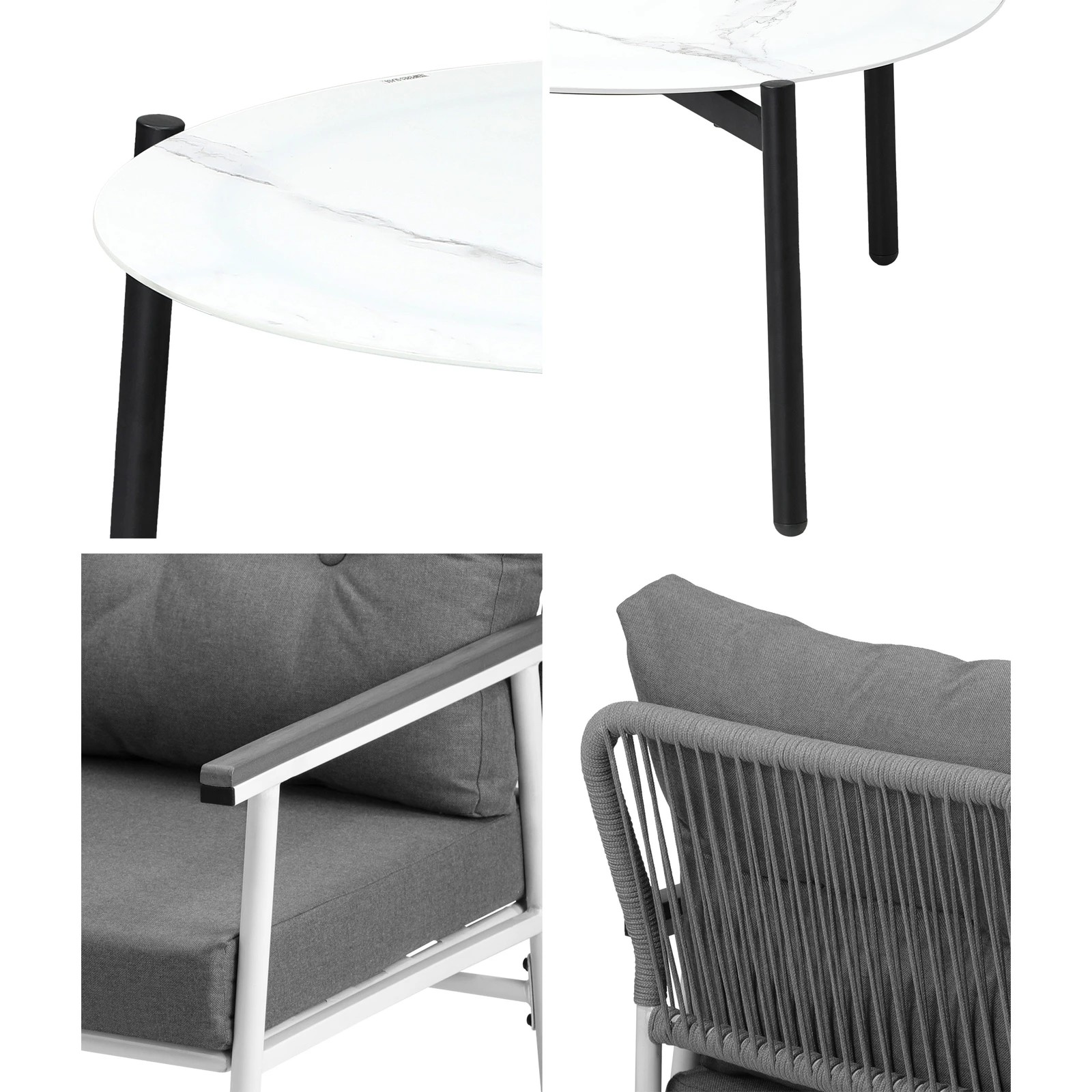 5 Livsip Outdoor Patio Setting 3PC Bistro Lounge Furniture Set 50cm White Table - Multi, 5 of 9