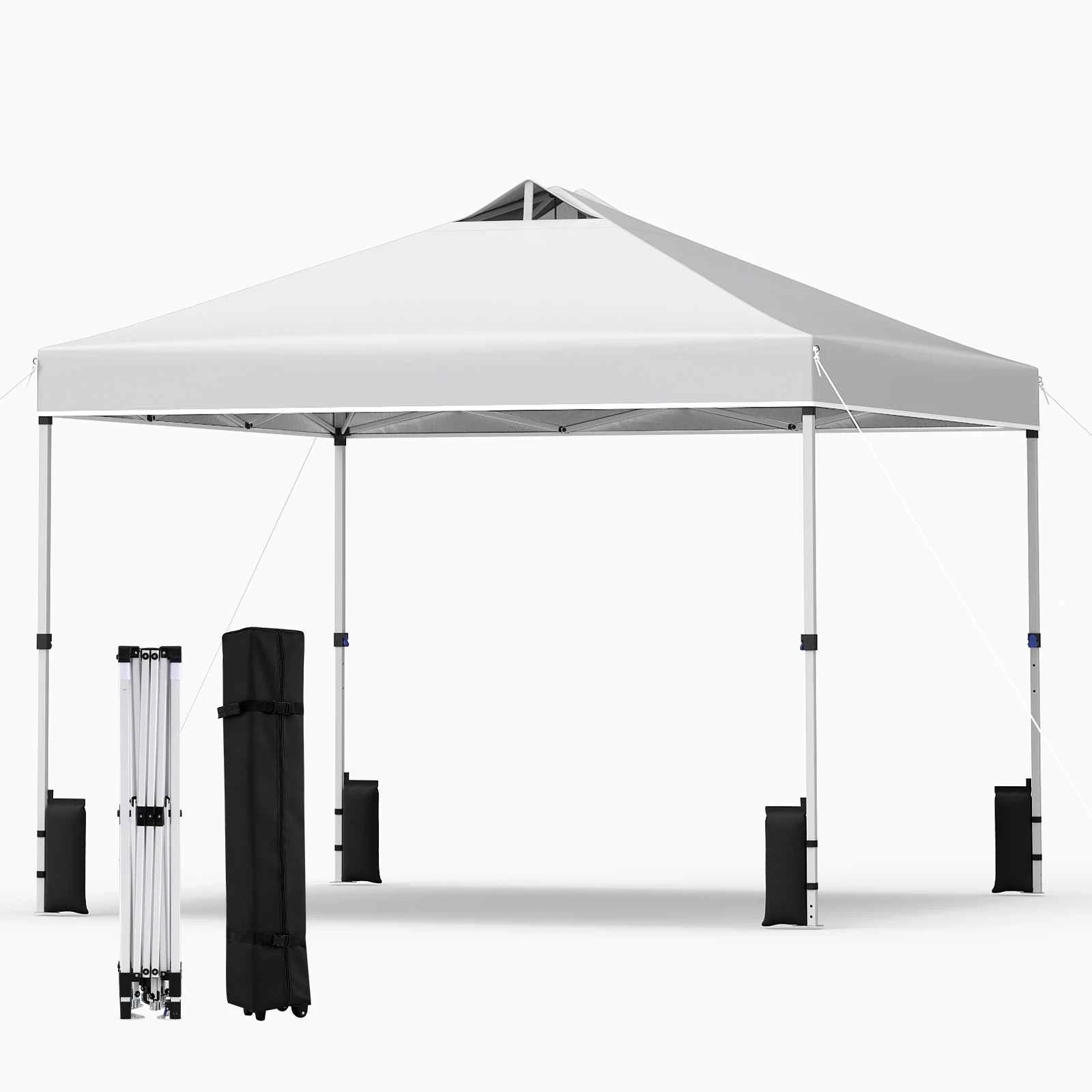 1 Costway 3x3M Pop Up Canopy Tent Instant Gazebo Metal Portable Sunshade Shelter - White, 1 of 2