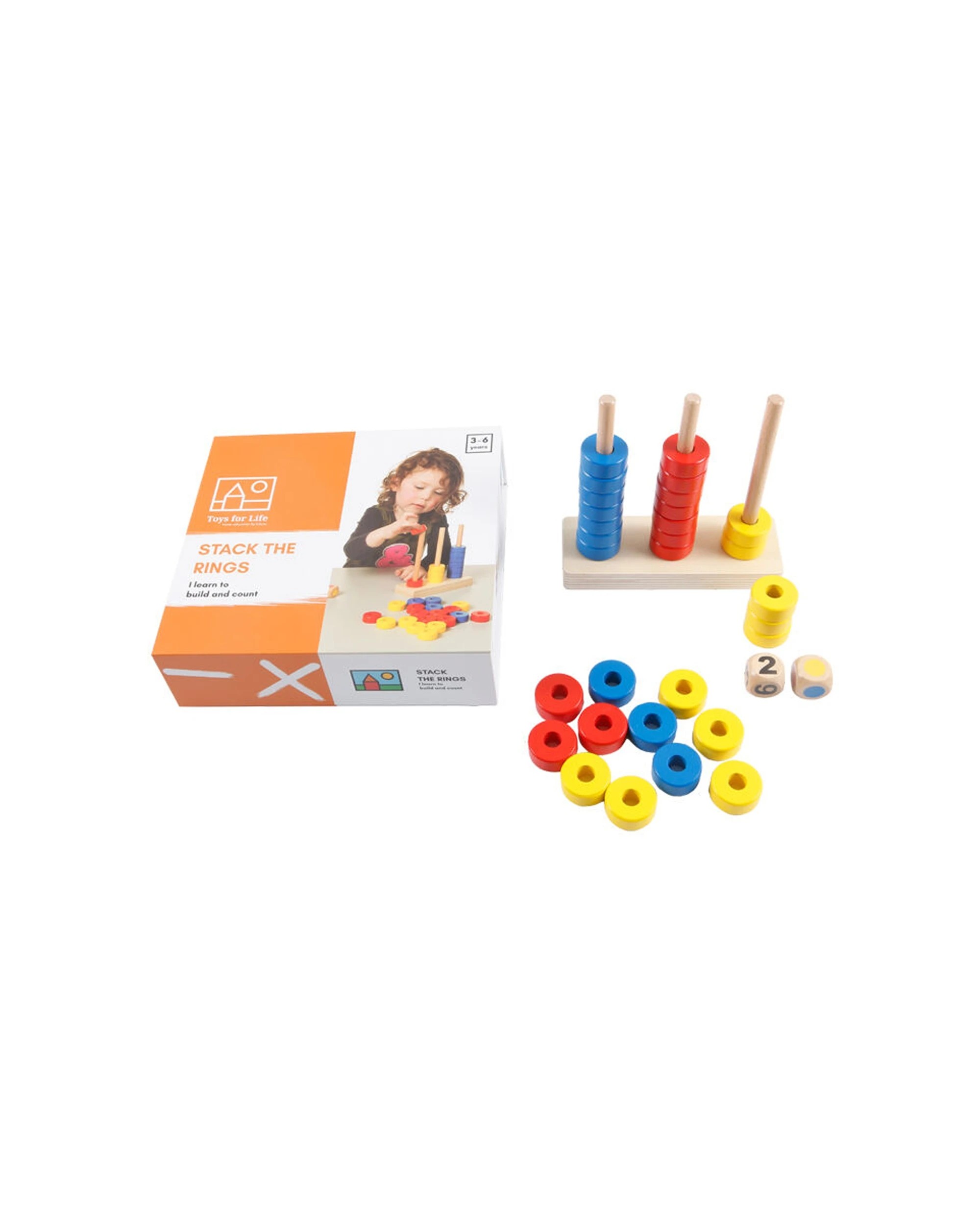 2 TFL Stack The Rings Counting Game Educational Toy 30Pc Wooden Set Ages 3 Years - Multi, 2 of 3