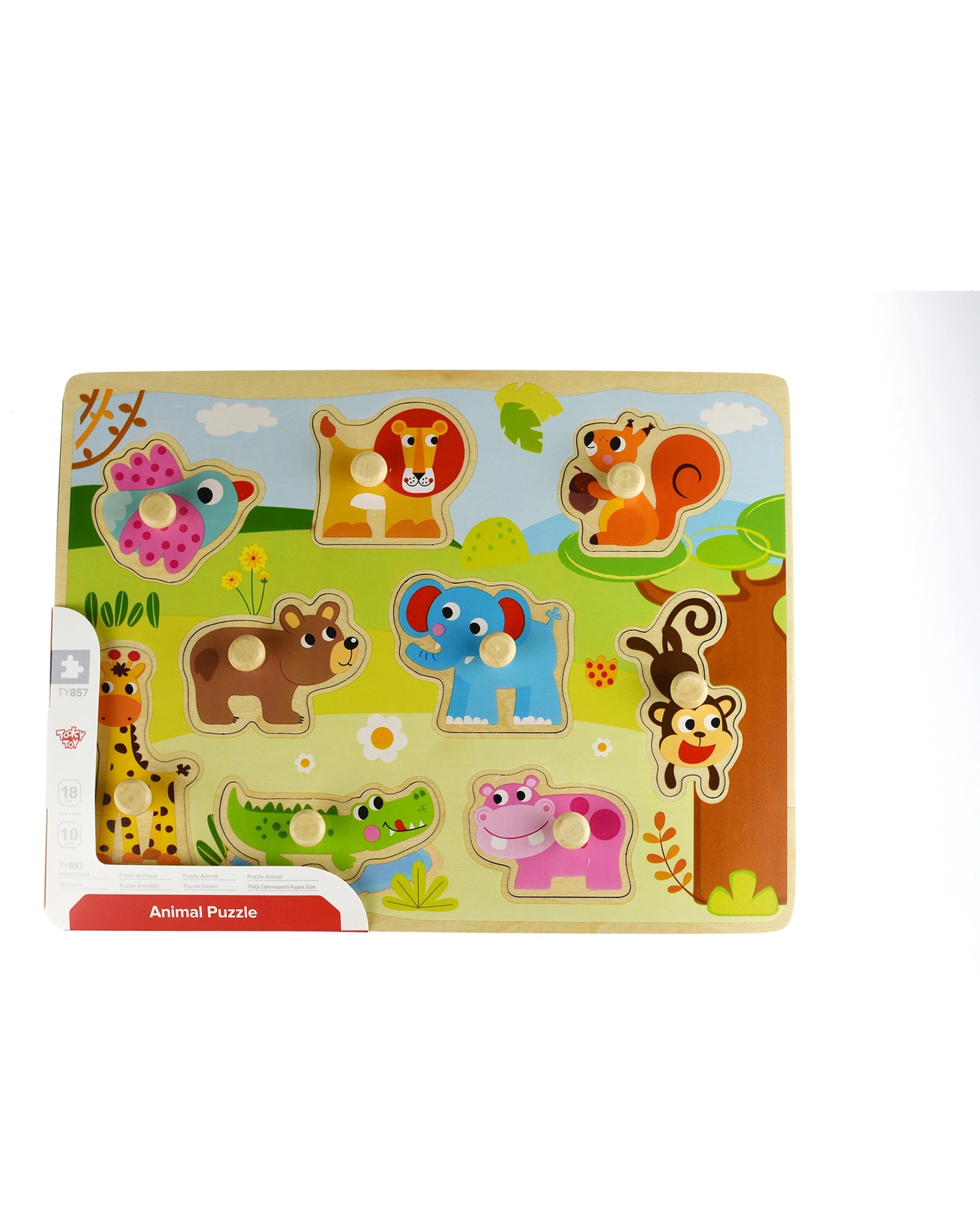 2 Tooky Toy Wooden Animal Peg Kids Toddler Learning Play Puzzle Board 30cm - Multi, 2 of 3