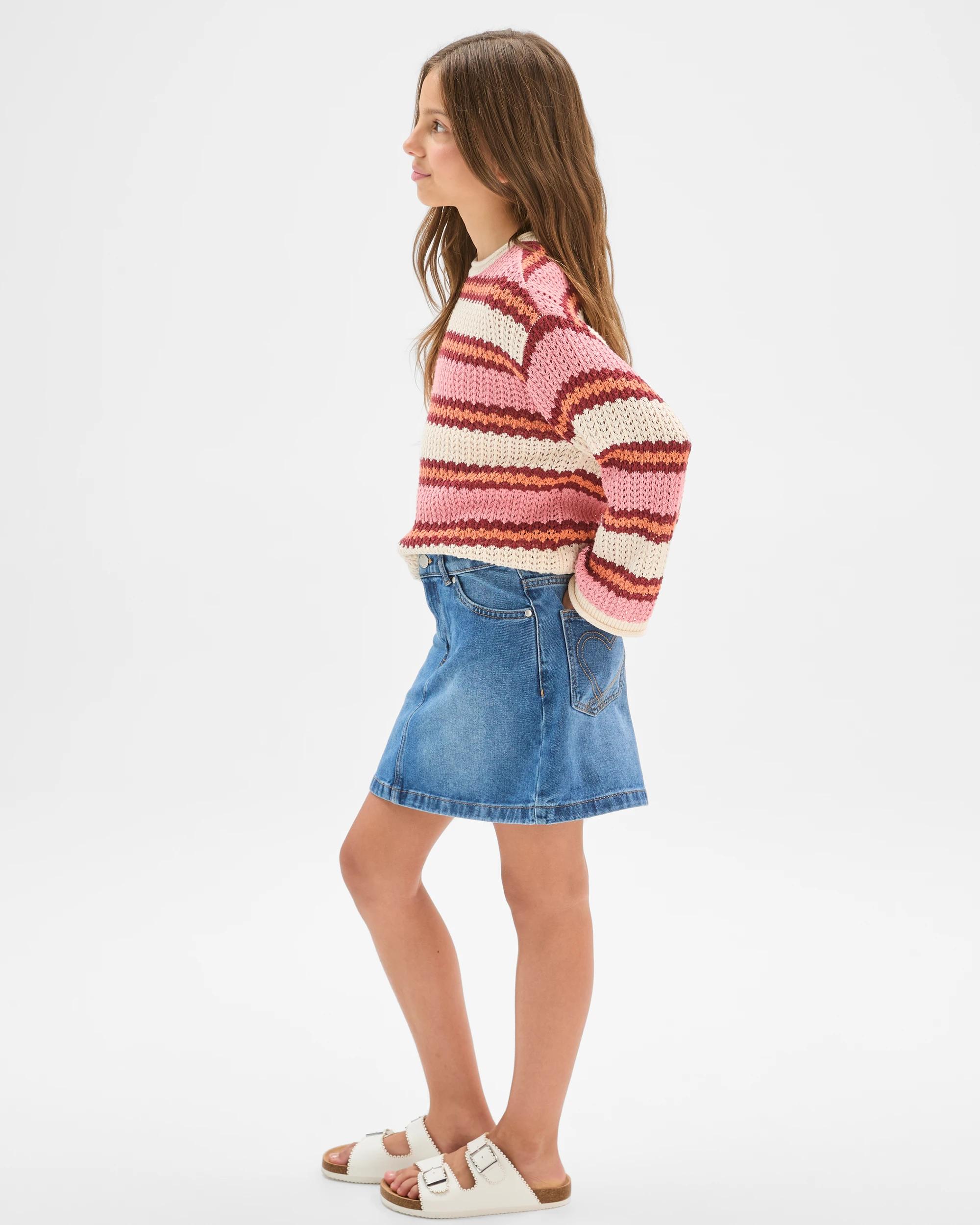 4 Target Kids Heart Pocket Denim Skirt MID BLUE, 4 of 7