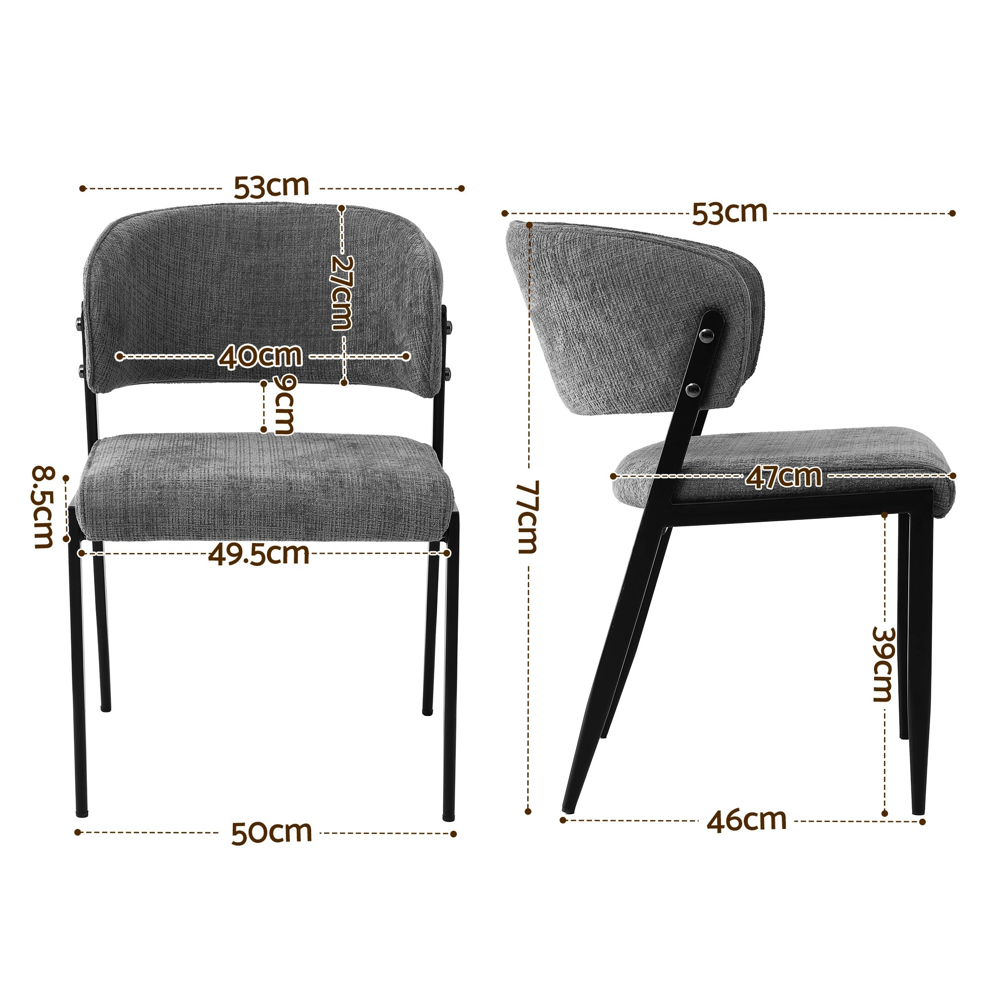 2 Artiss Dining Chairs Set of 4 Linen Fabric Soft Upholstered Chairs - Grey, 2 of 9