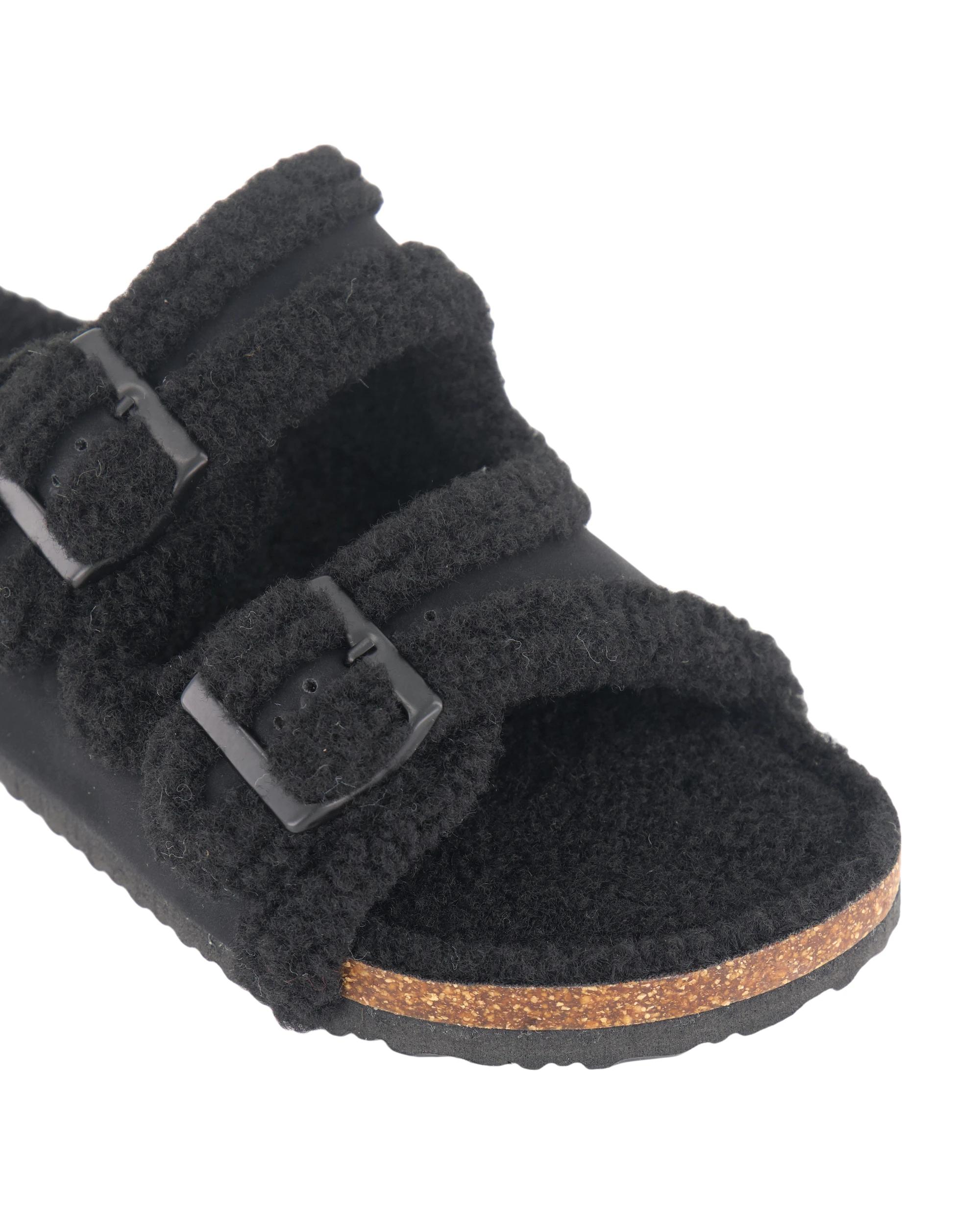 3 Lined Footbed Slides Black, 3 of 3