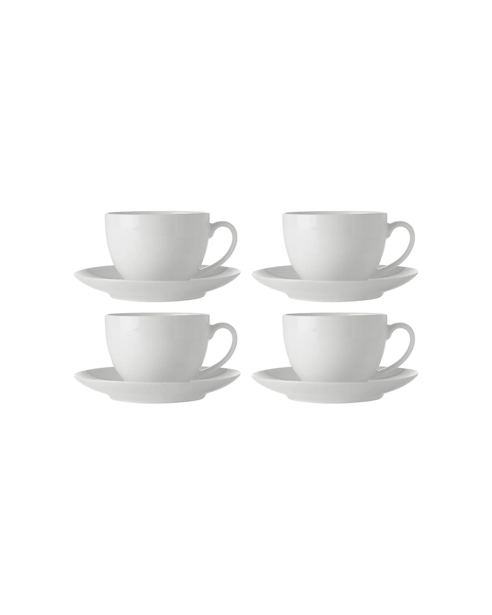 1 Maxwell & Williams 4x 260ml Basics Porcelain Cup & Saucer Set - White, 1 of 2