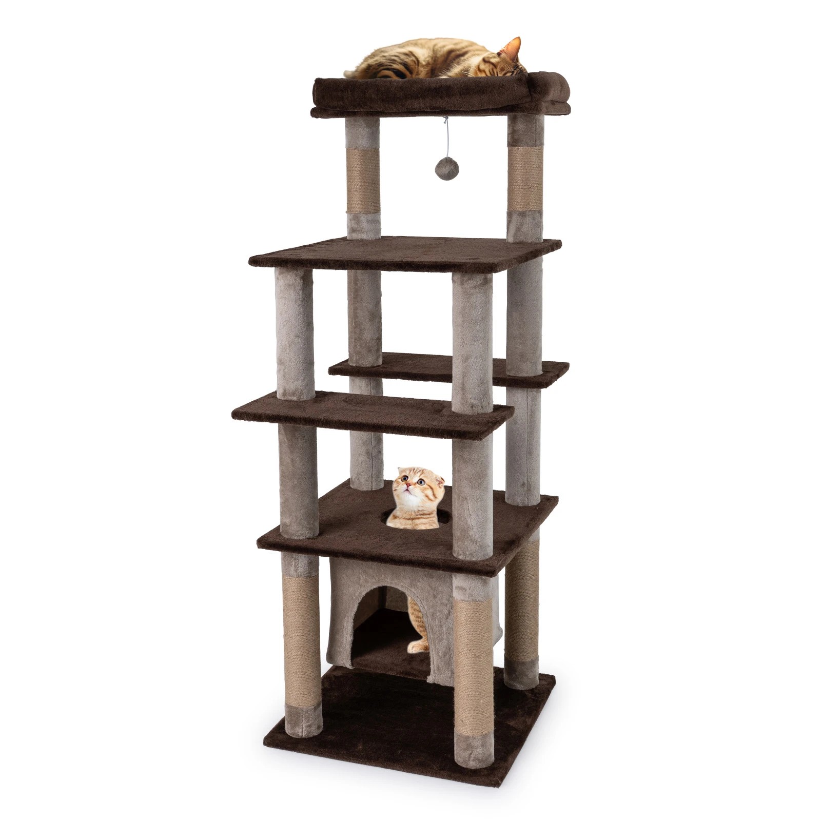 7 Costway 148cm Cat Tree w/Swaying Aerial Condo Indoor Cat Tower, 7 of 7
