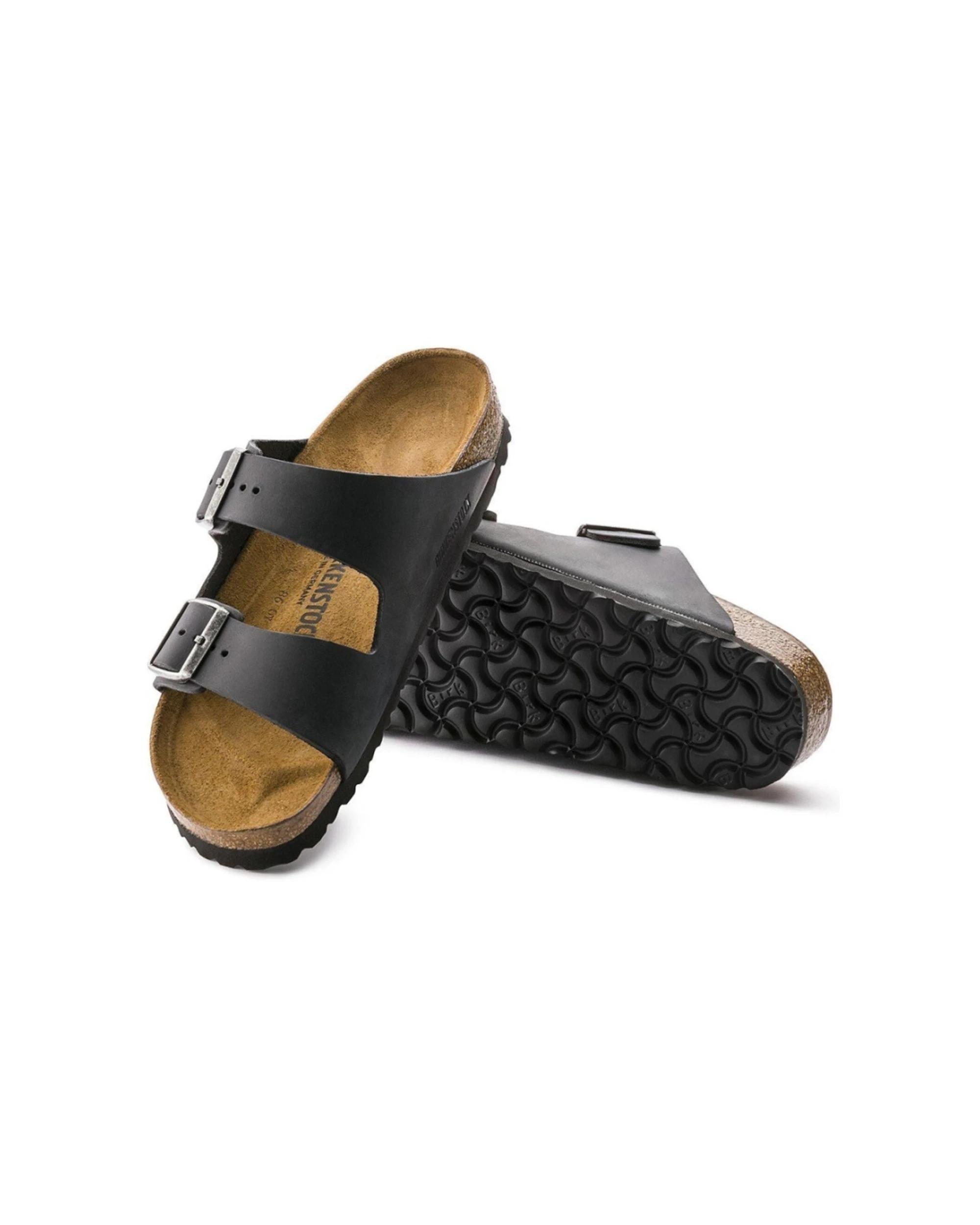 3 Birkenstock Arizona Oiled Leather Sandals Regular Width BLACK, 3 of 5