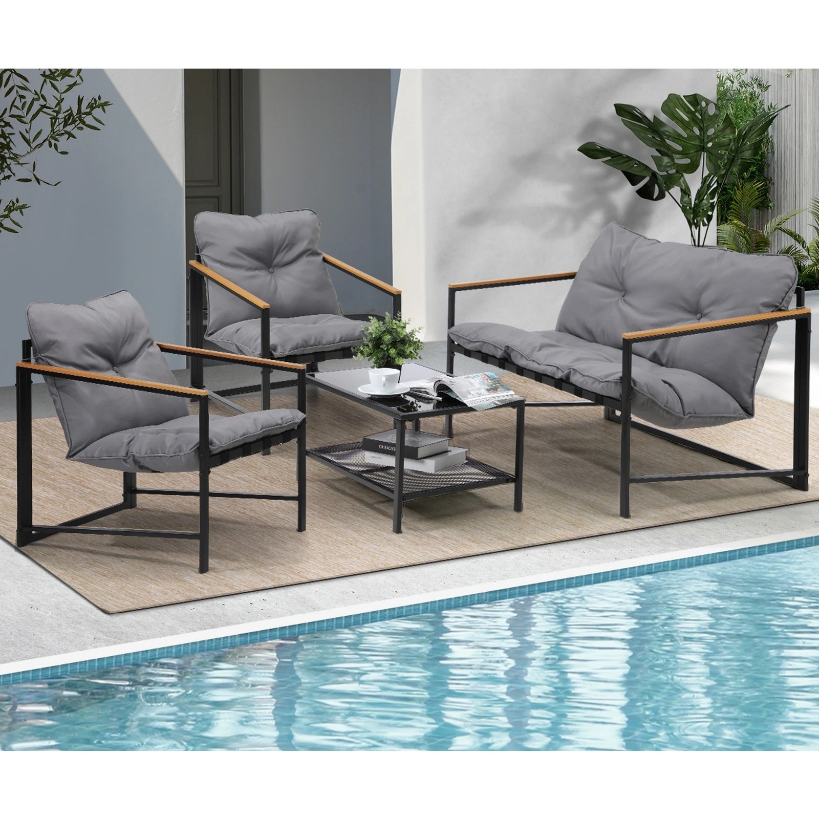 9 Livsip 4 Seater Outdoor Lounge Sofa Furniture Setting Garden Patio Chairs Table
 - Multi, 9 of 10