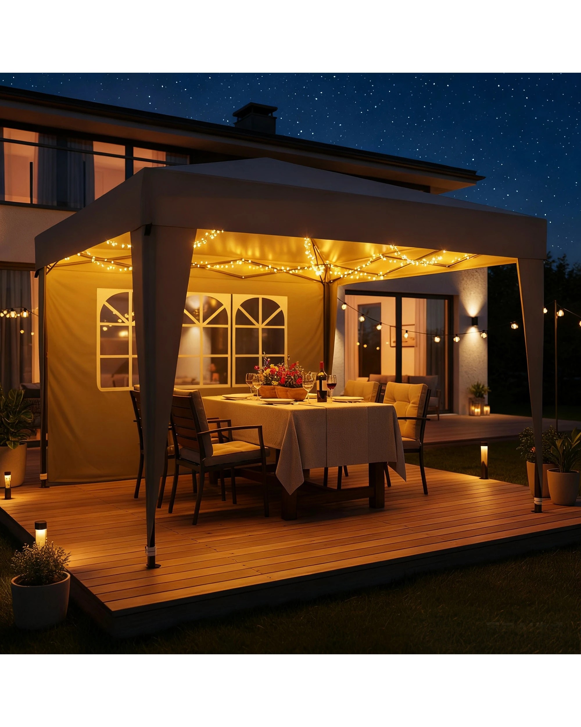 6 Advwin Gazebo Marquee 3x3m Folding Pop-up Canopy with Sidewalls - Gray, 6 of 8