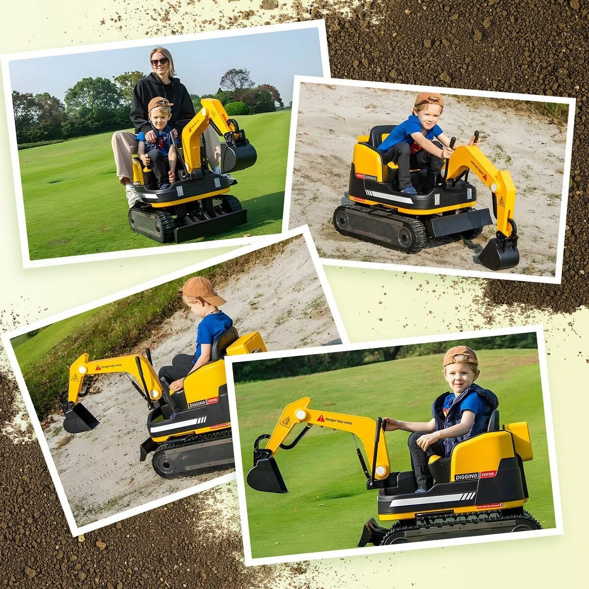 2 Kidbot 2 in 1 Kids Excavator Bulldozer Toy Ride On Car Remote Control, 2 of 5