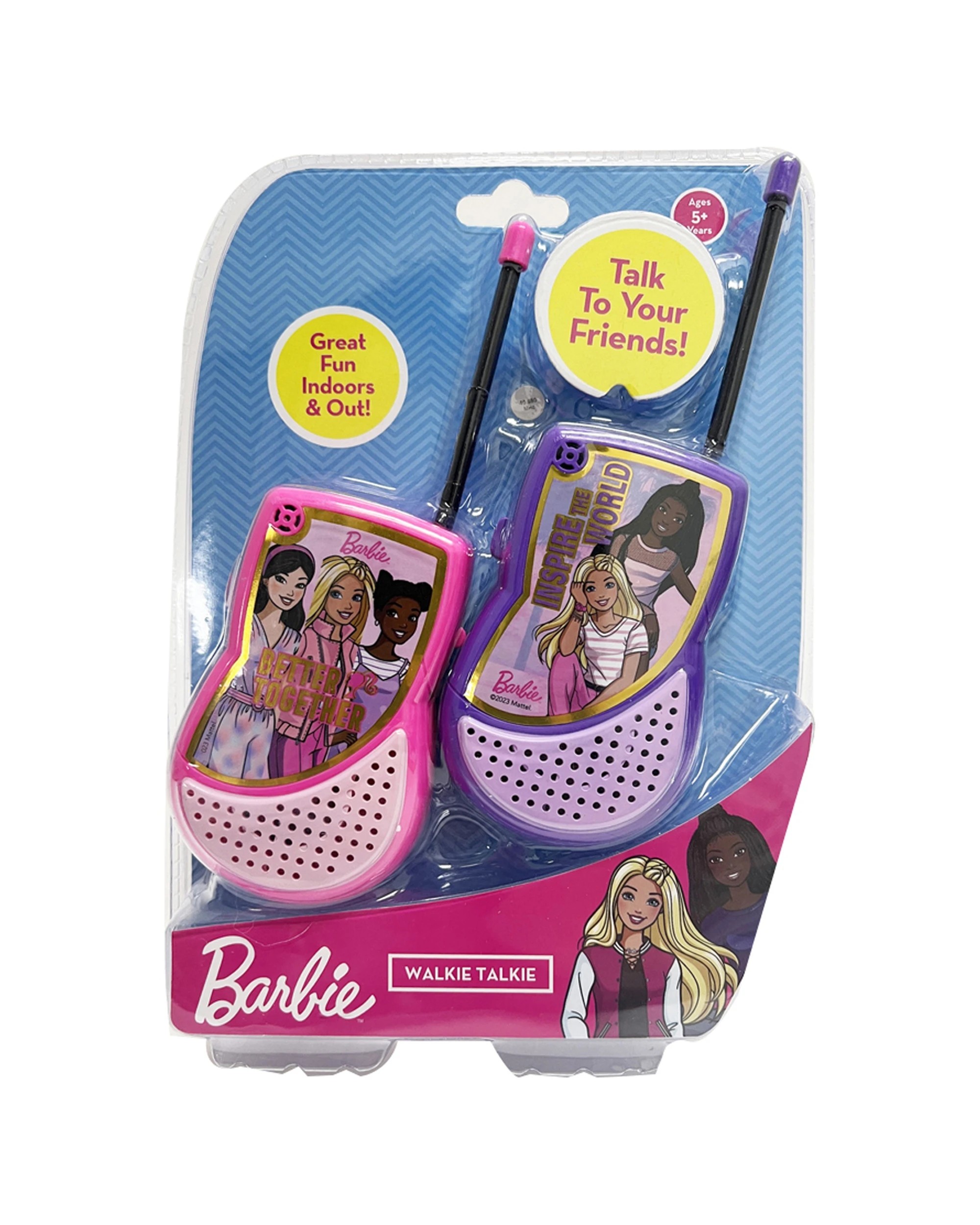 1 Barbie 2pc Walkie Talkie Kids Handheld Toy Indoor Outdoor Play Age 5 Plus - Pink, 1 of 3