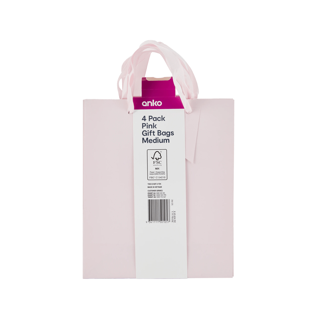 4 4 Pack Multi Pink Gift Bags - Medium, 4 of 4