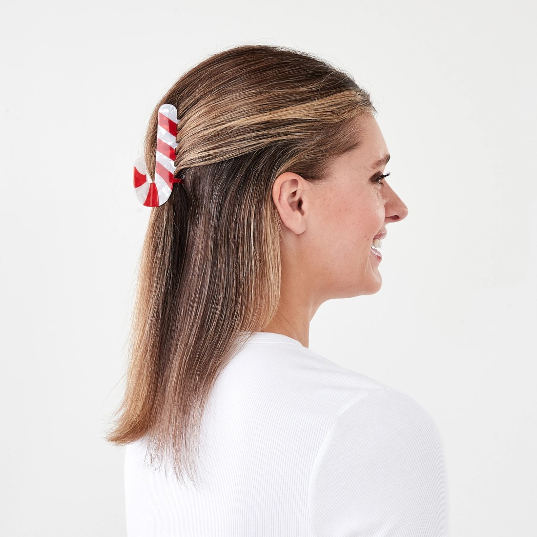 3 Red Christmas Candy Cane Claw Hair Clip, 3 of 4