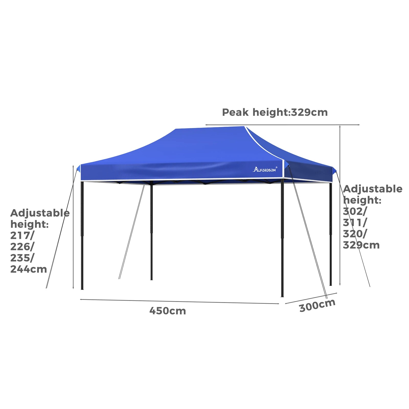 10 Alfordson Gazebo 4.5x3m Pop Up Marquee 600D Oxford Folding Outdoor Tent - Blue, 10 of 10